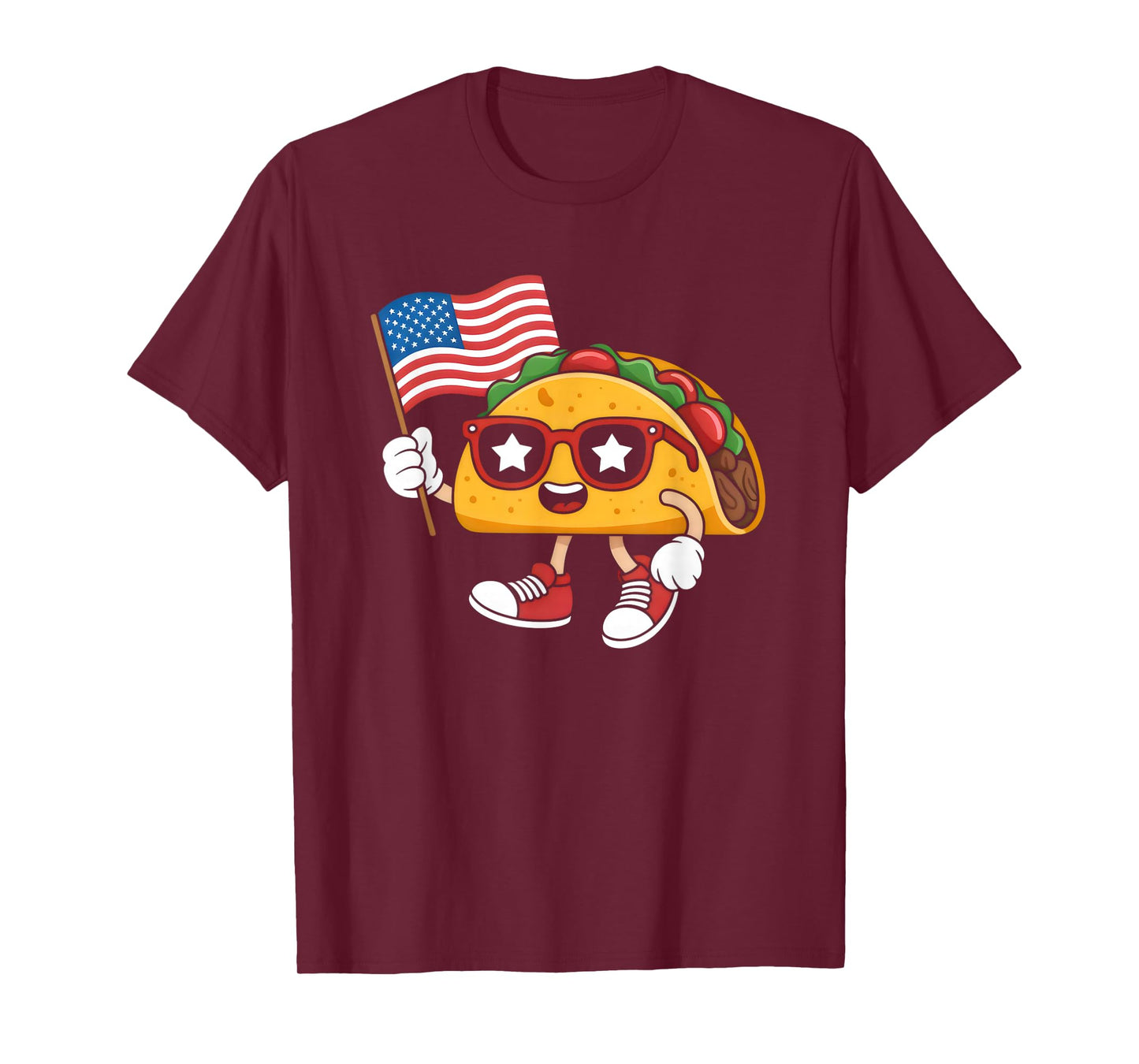 Patriotic Kawaii Taco Independence Day 4th of July Foodie T-Shirt