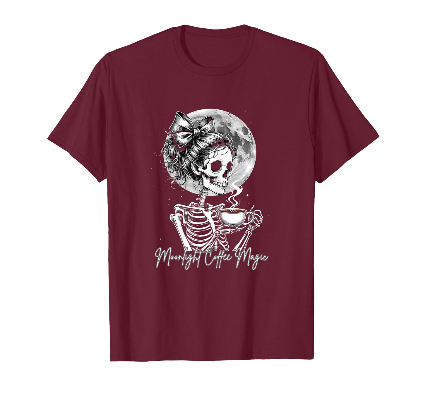 Skeleton Woman with Coffee Halloween Coffee Lover T-Shirt