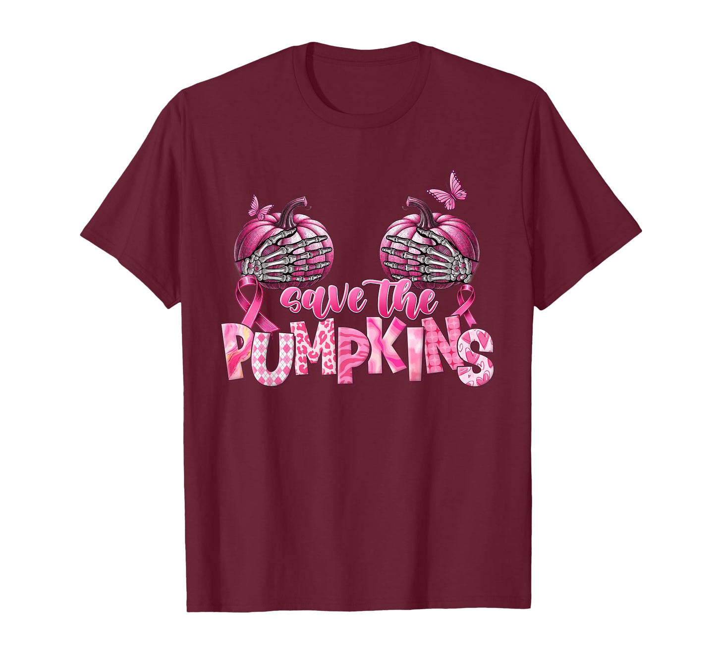 Save The Pumpkins Pink Ribbon Breast Cancer Awareness T-Shirt