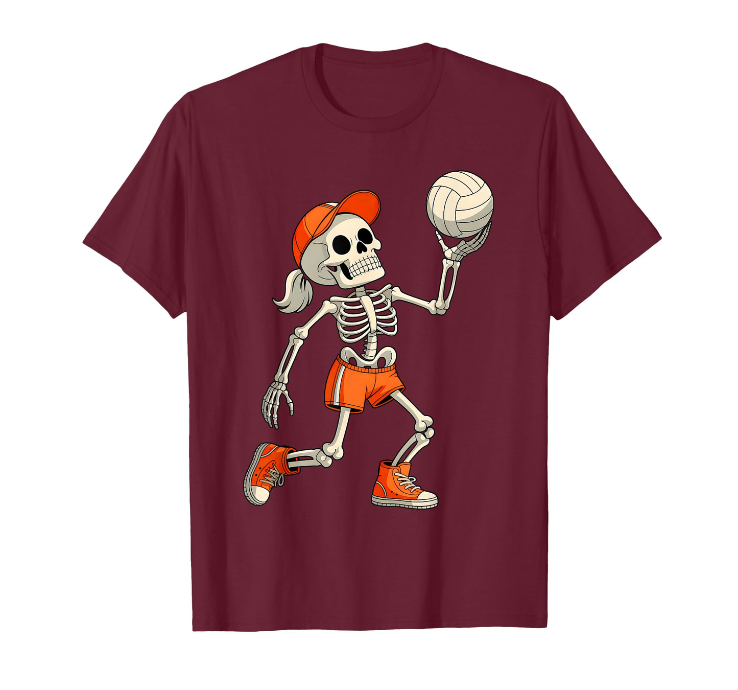 Funny Skeleton Play Volleyball Halloween Costume Boys Men T-Shirt