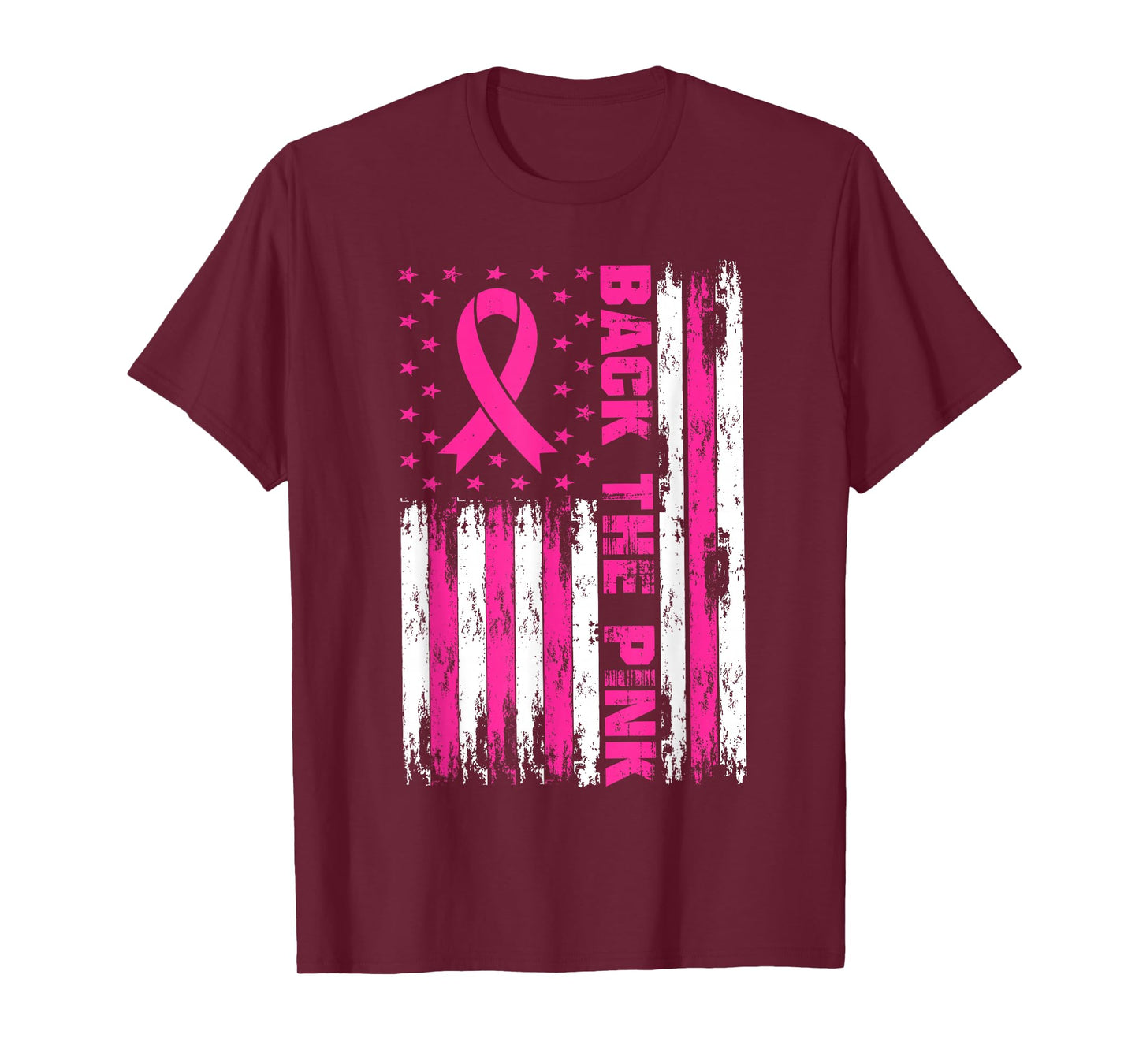 Back The Pink American Flag Ribbon Breast Cancer Awareness T-Shirt