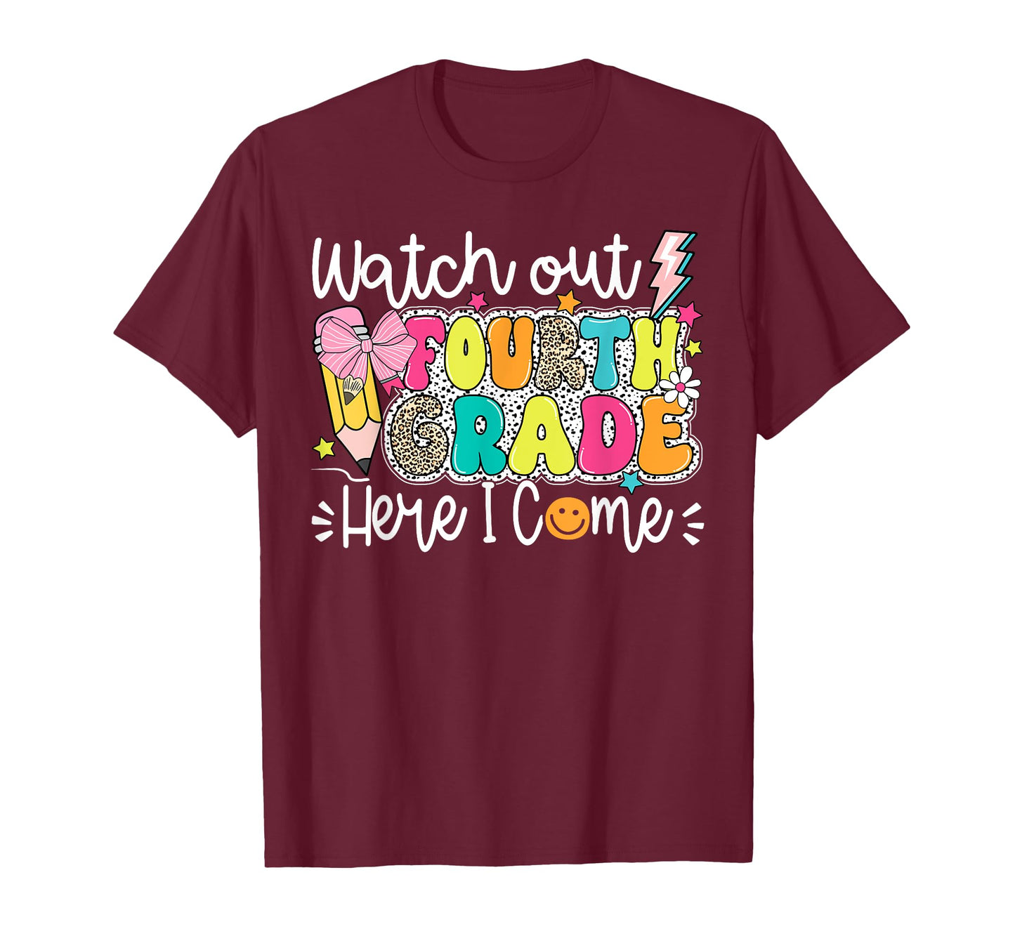 Funny Watch Out 4th Grade Here I Come Cute Girls Boys T-Shirt