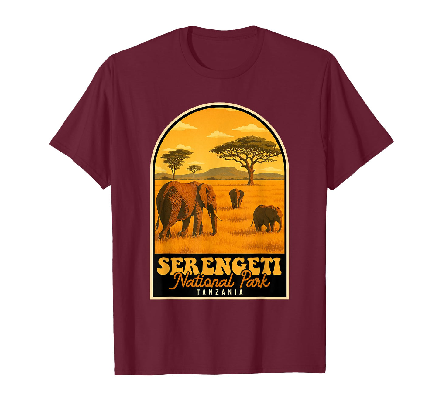 Serengeti National Park Vintage Tanzania Safari Elephants T-Shirt