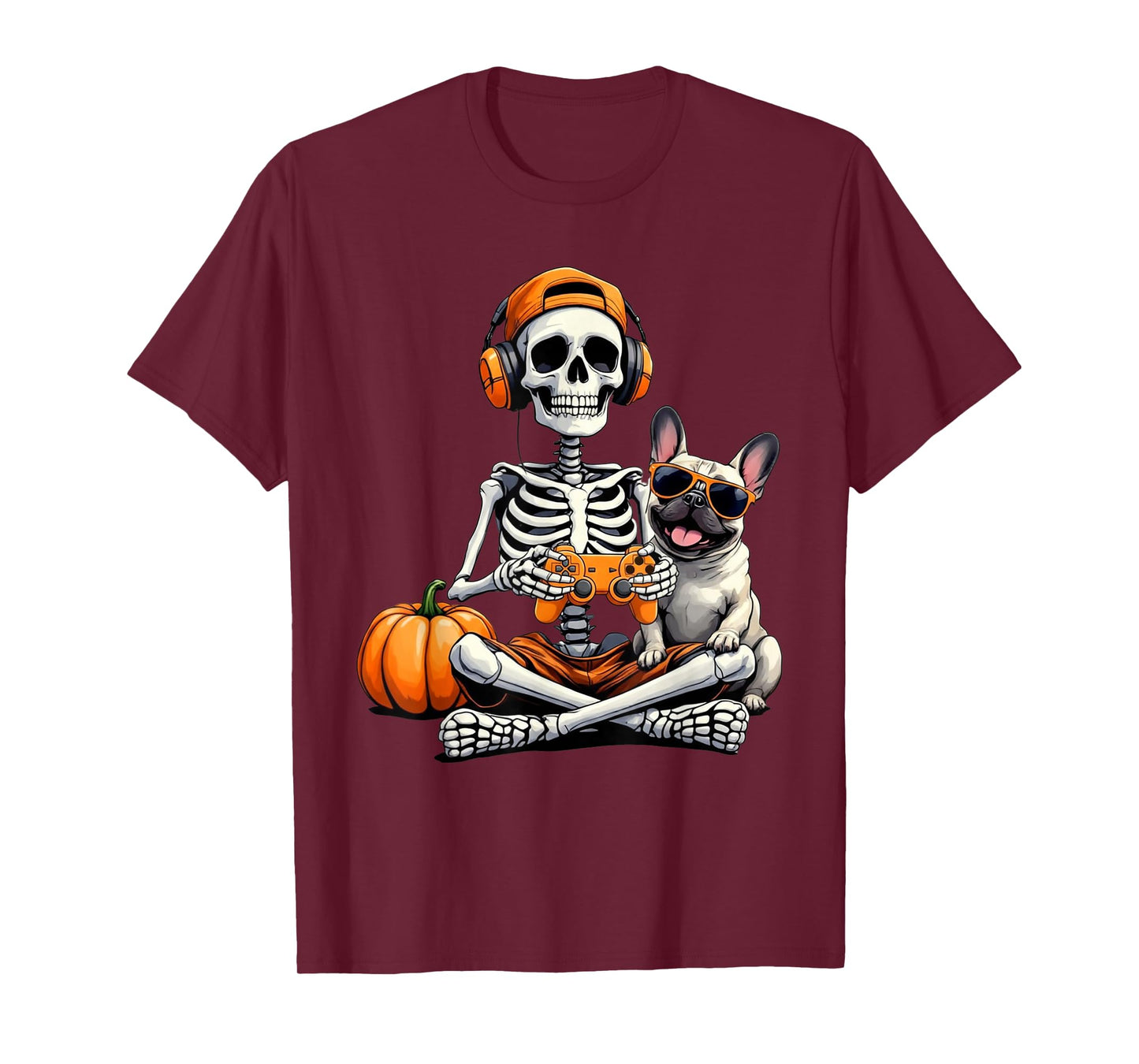 Halloween Skeleton Gamer Video Gaming Boys Men Kids Tees T-Shirt