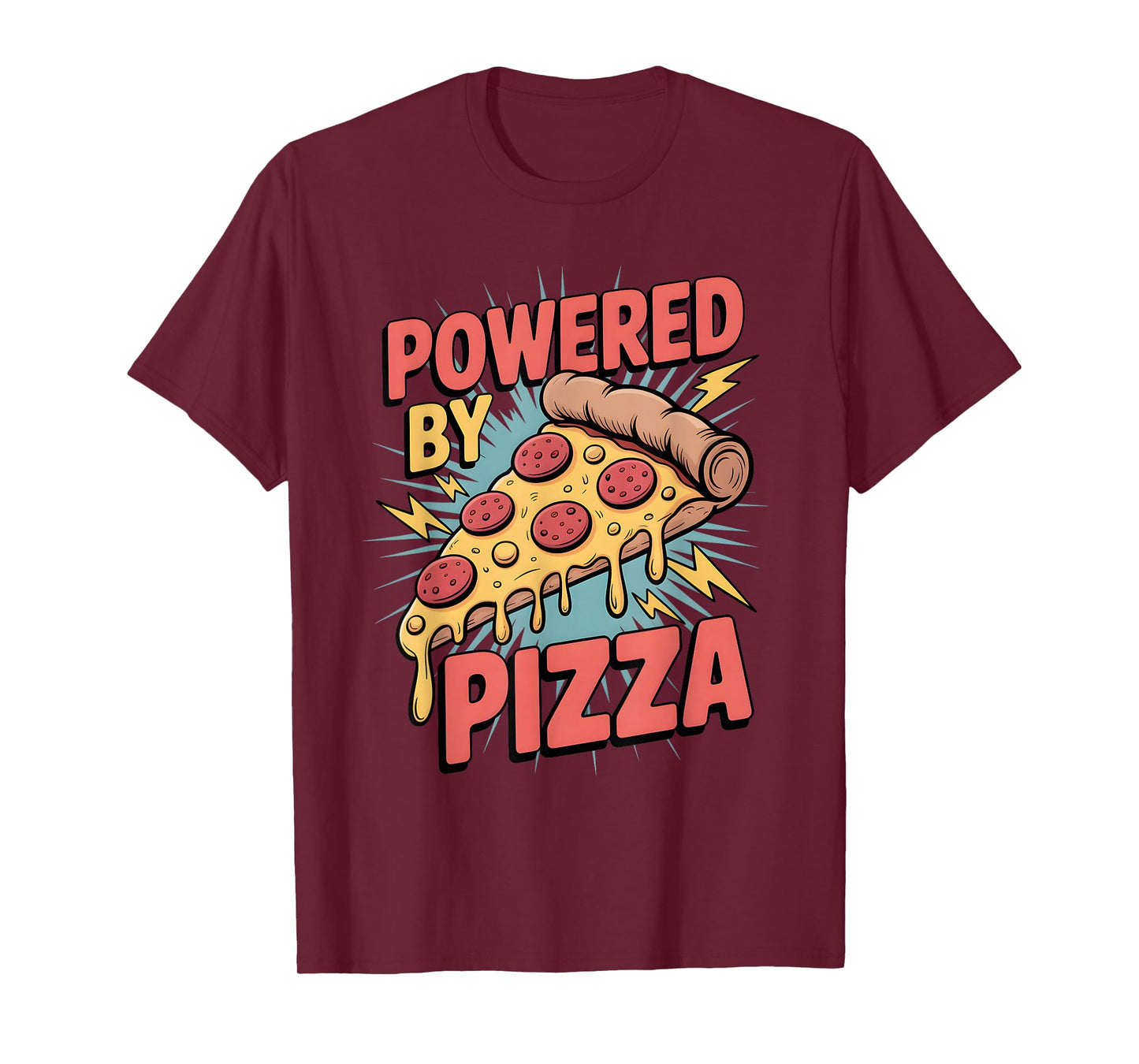 Powered by Pizza Funny Retro Food Lover Energy Vibes T-Shirt