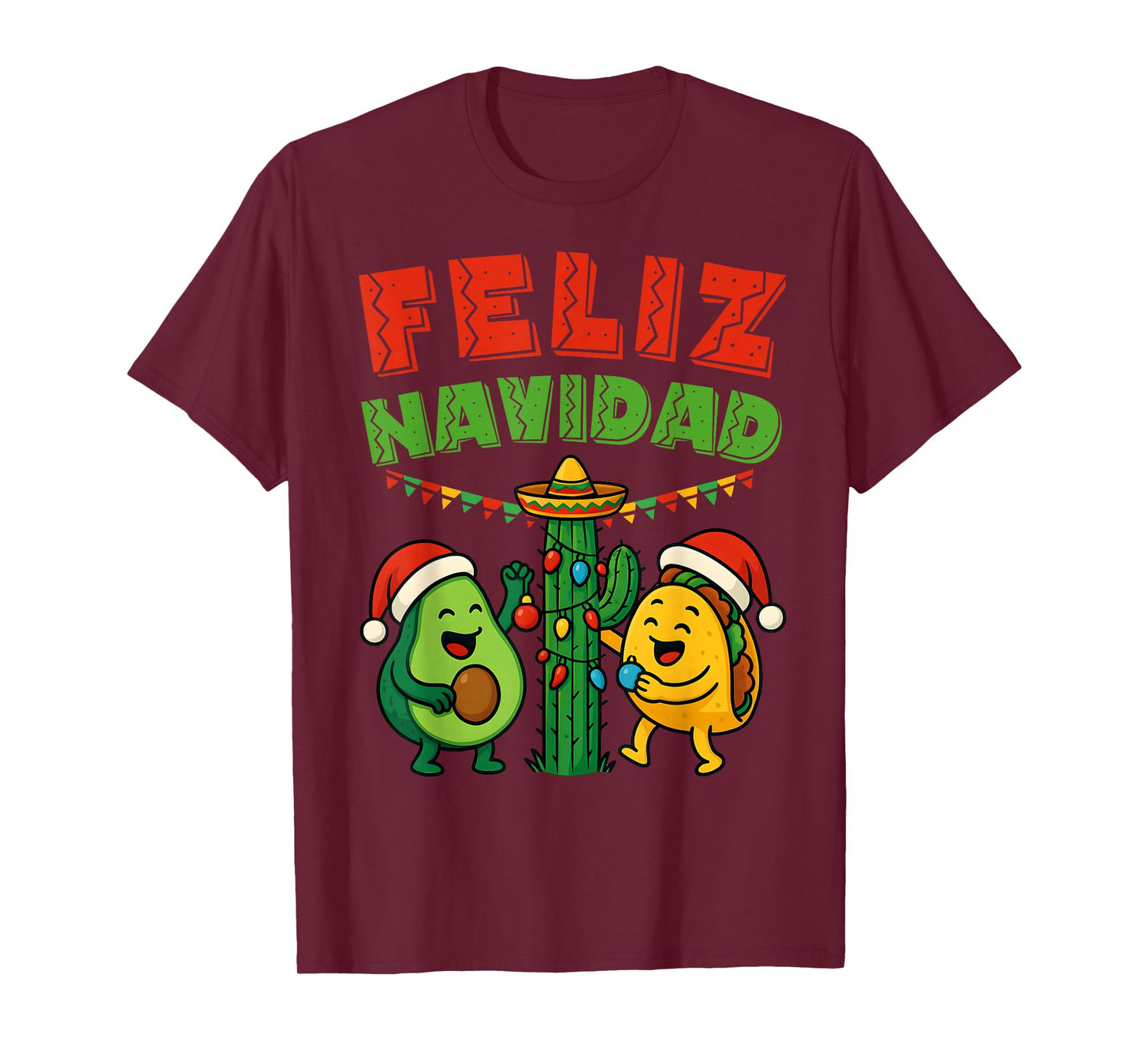 Funny Feliz Navidad Avocado Tacos Mexican Christmas Family T-Shirt