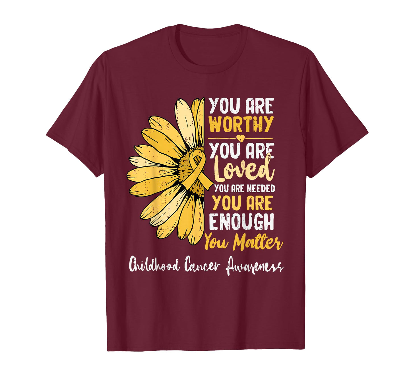 Motivational Childhood Cancer Awareness Gold Sunflower T-Shirt