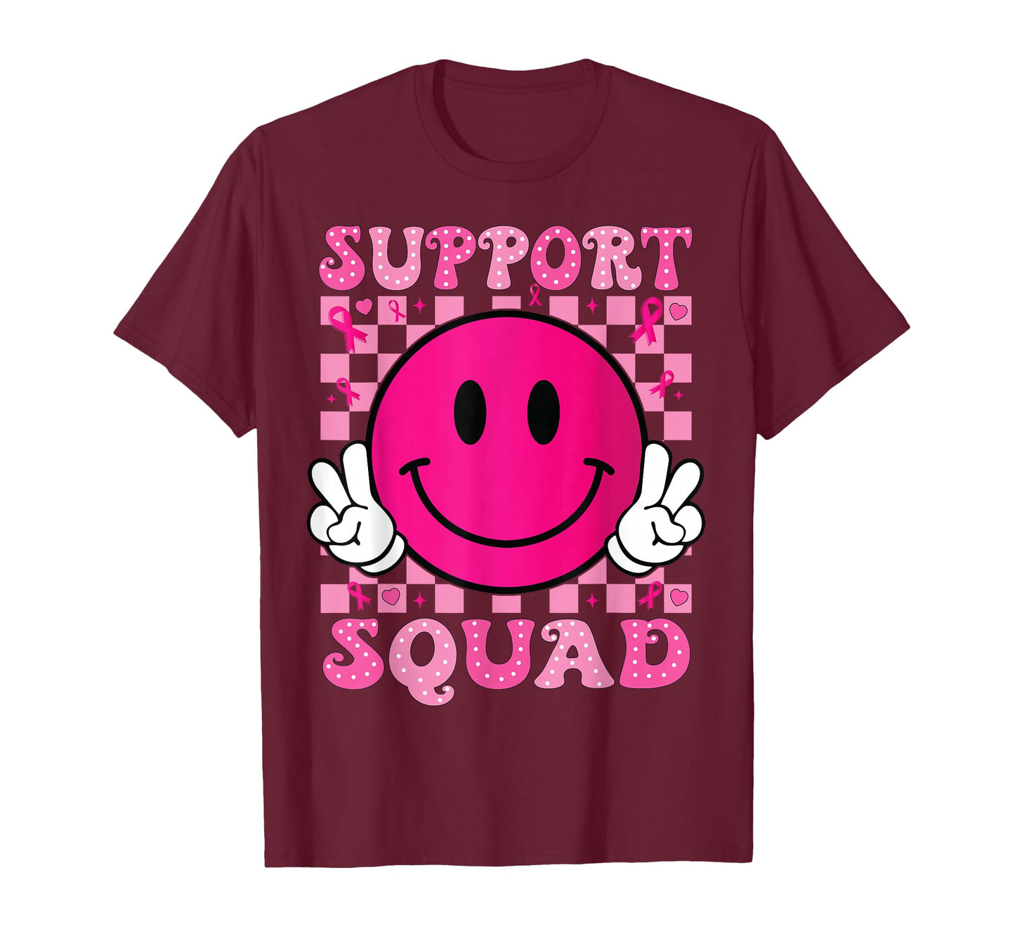 support squad breast cancer Awareness Smile Face T-Shirt