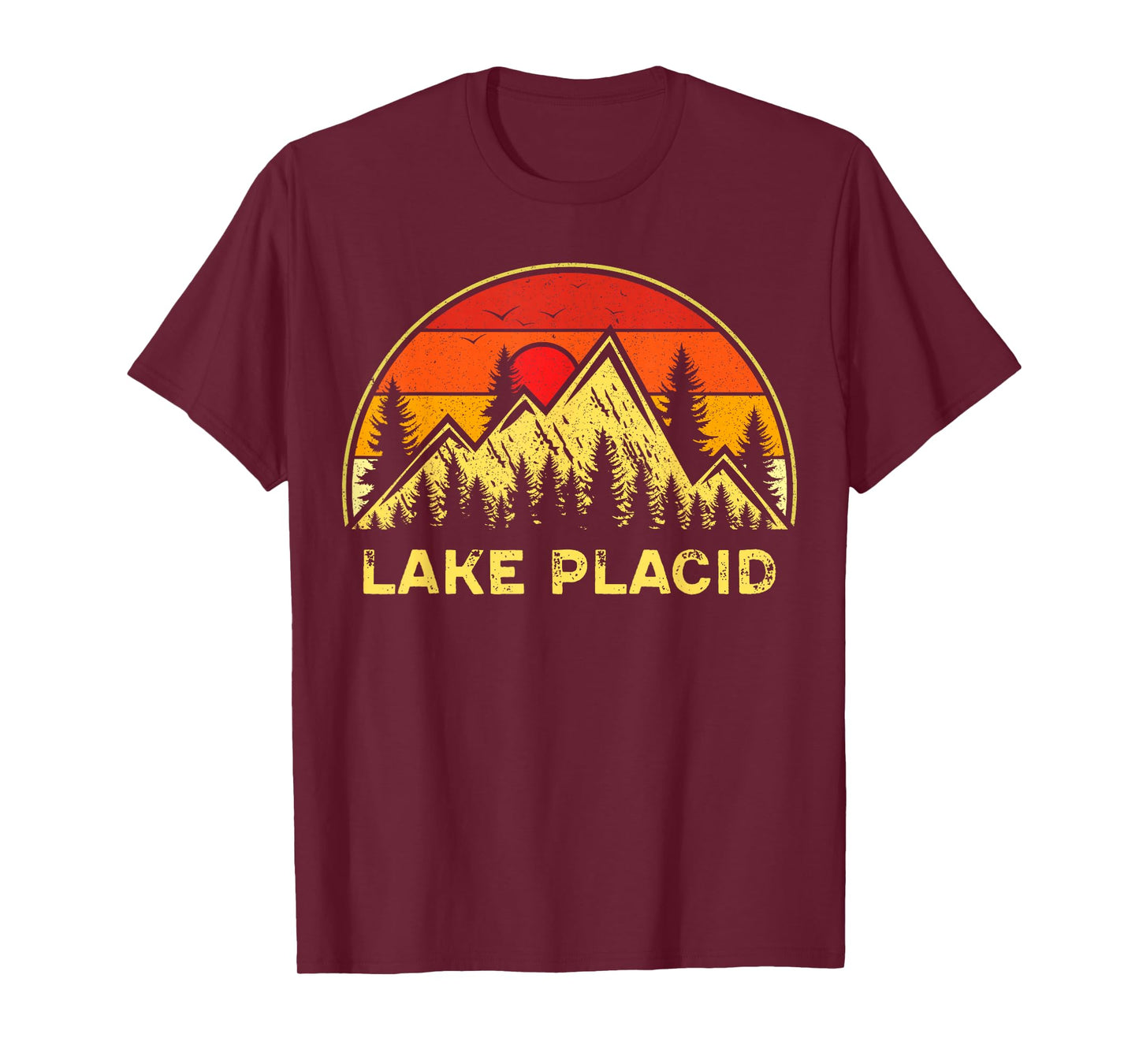 Vintage Lake Placid New York NY Mountains Hiking Souvenir T-Shirt