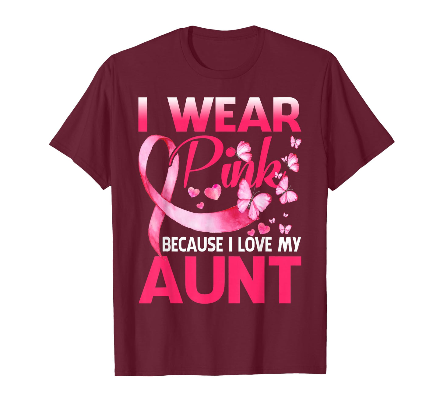 I Wear Pink For My Aunt Breast Cancer Awareness Butterfly T-Shirt