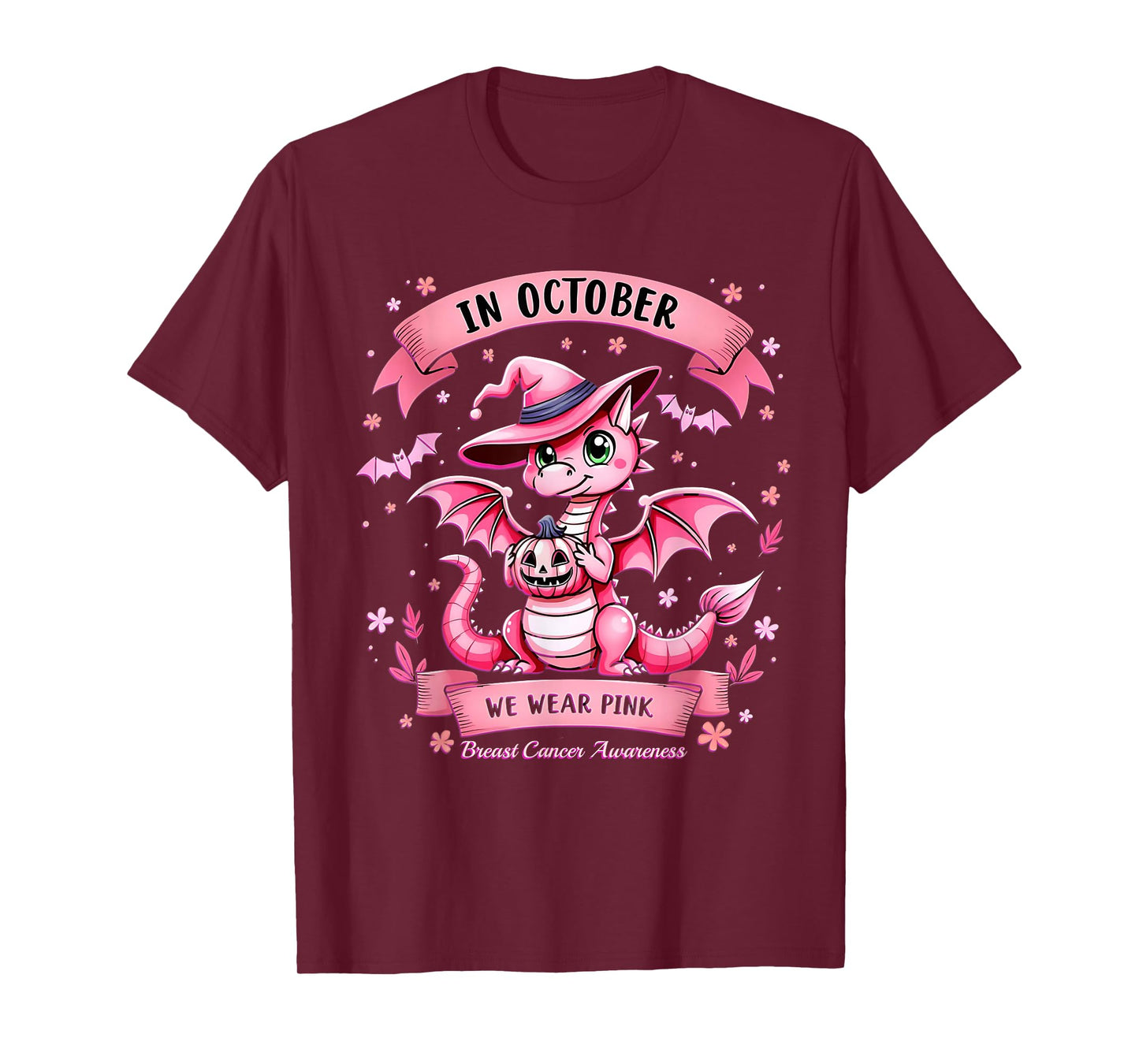 October We Wear Pink Breast Cancer Awareness Dragon T-Shirt