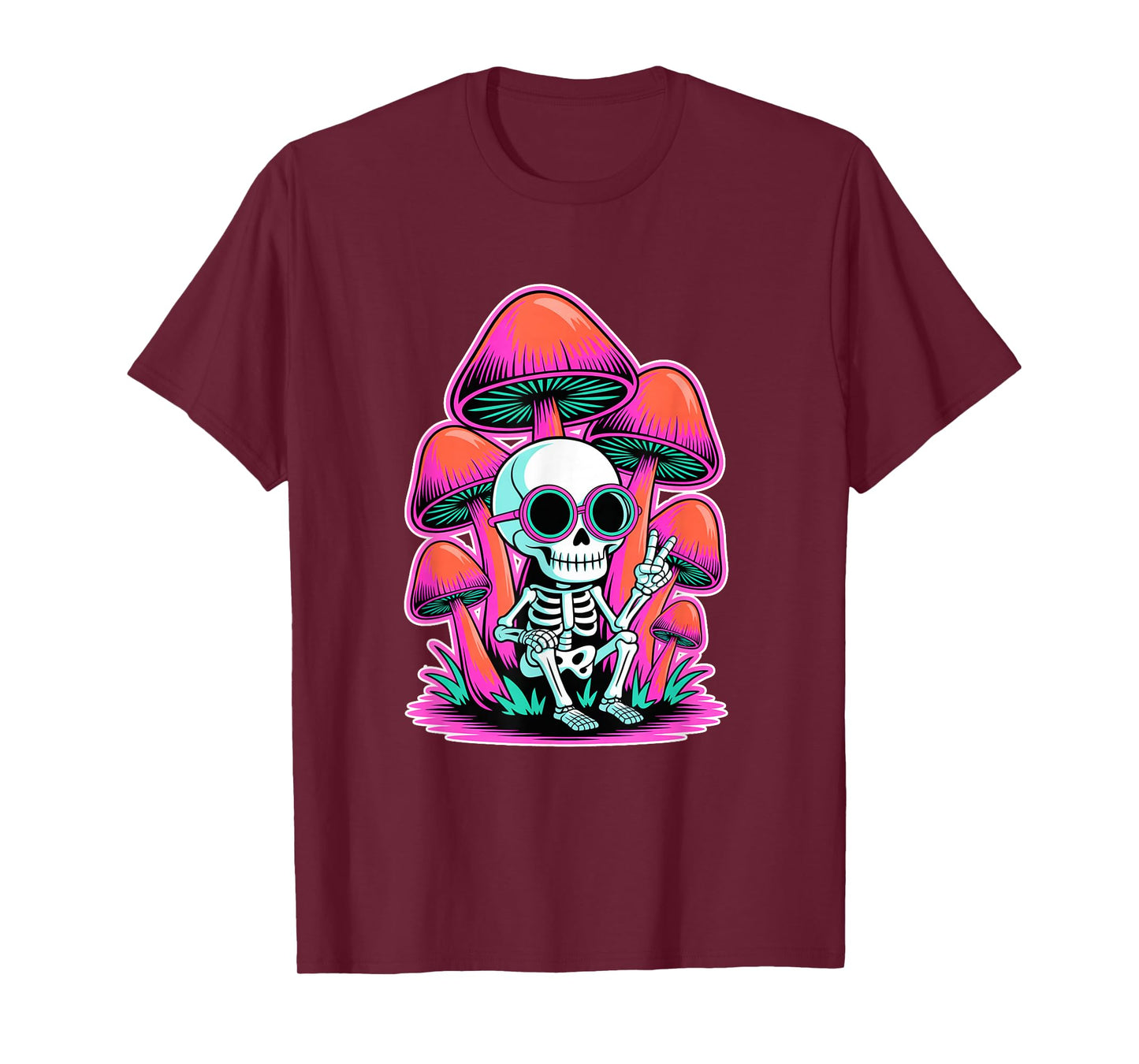 Funny Halloween Skeleton Hippie Peace T-Shirt