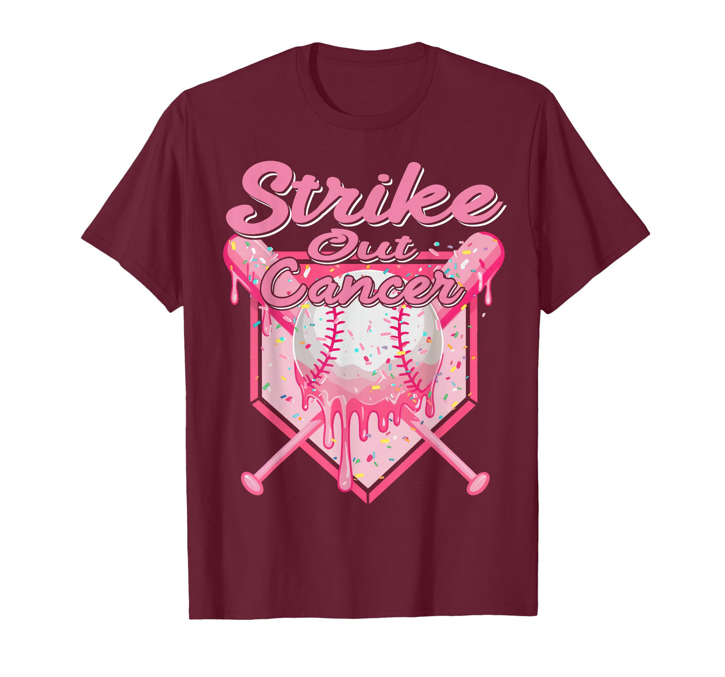 Strike Out Breast Cancer Baseball Drip for Boys Youth T-Shirt