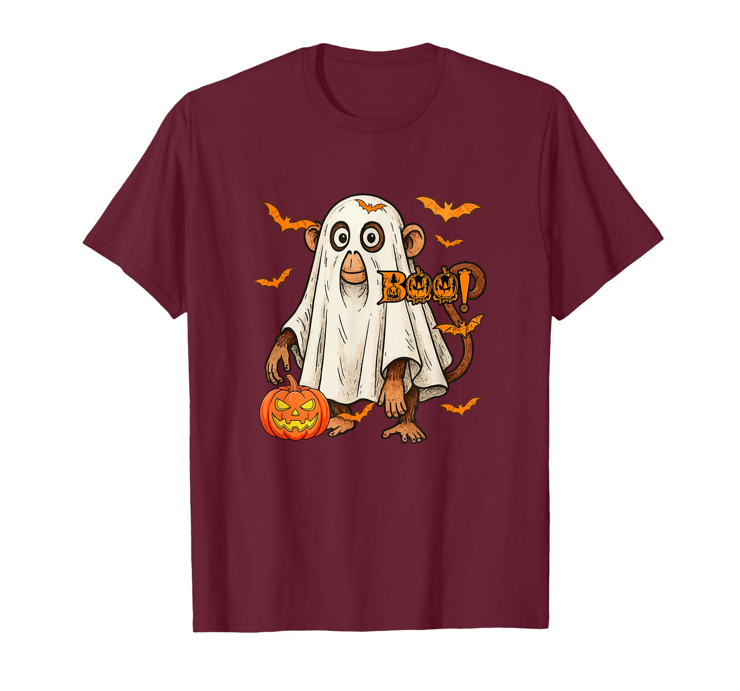 Boo Halloween Monkey Cosplay Ghost Costume Animal Lover T-Shirt