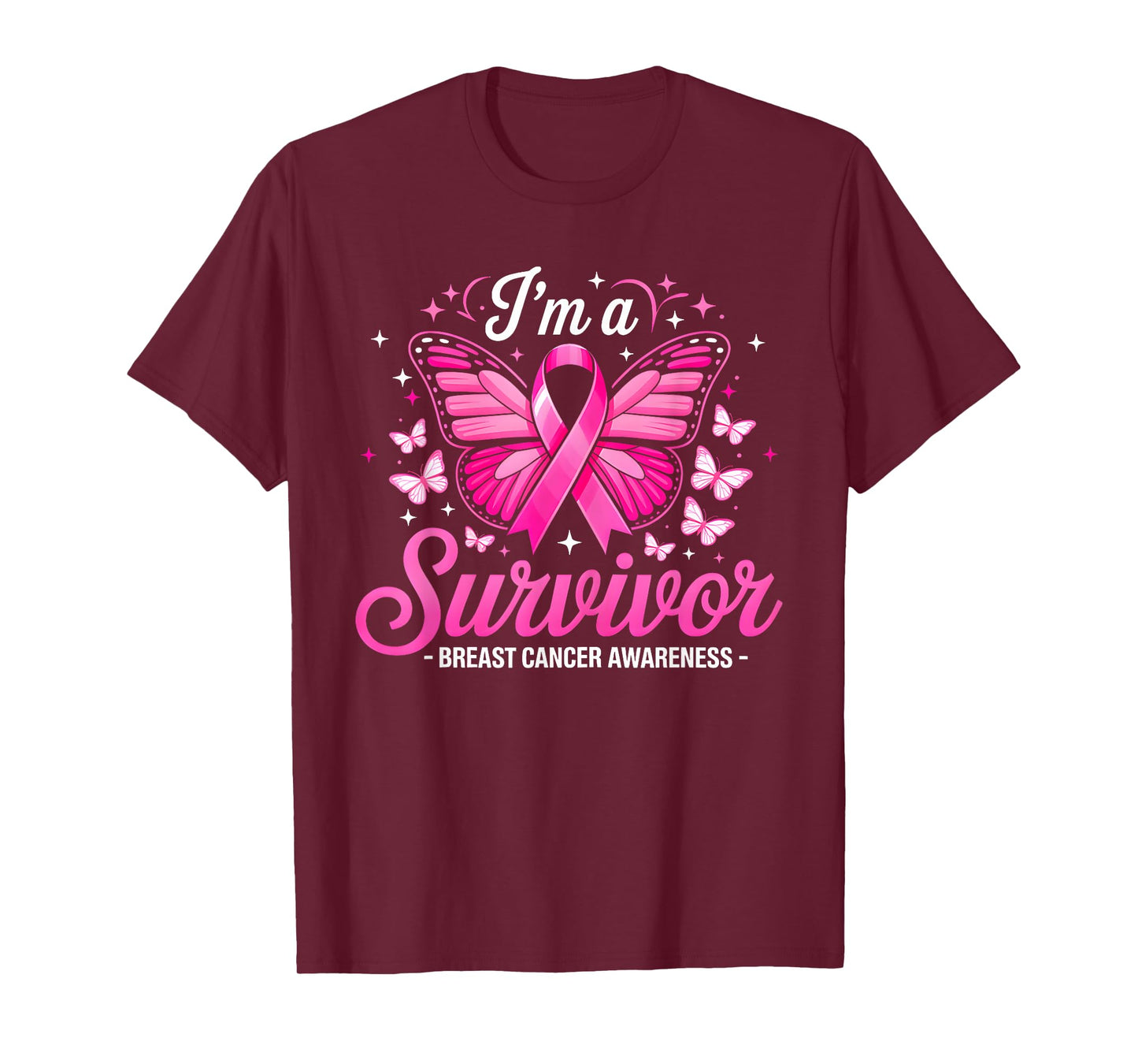 I'm A Survivor Butterfly Fight Breast Cancer Awareness Women T-Shirt