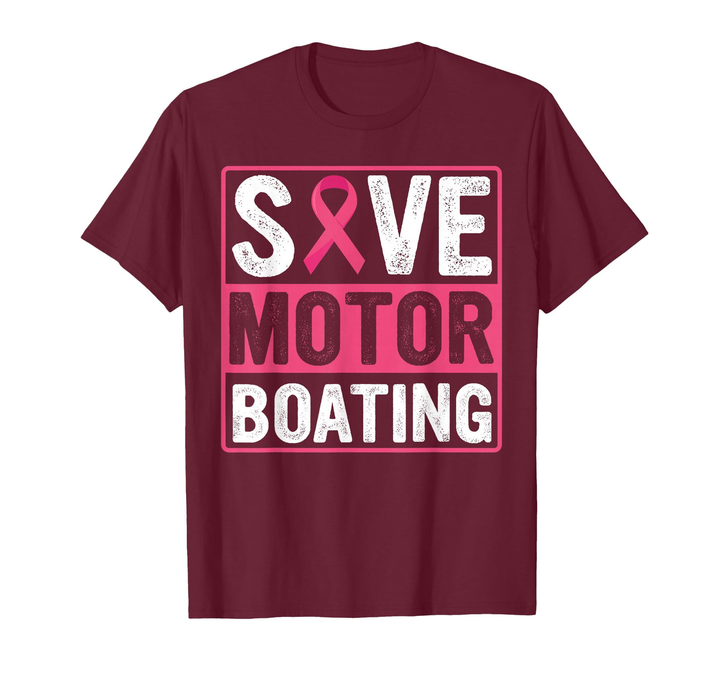 Save Motor Boating Breast Cancer Pink Ribbon T-Shirt