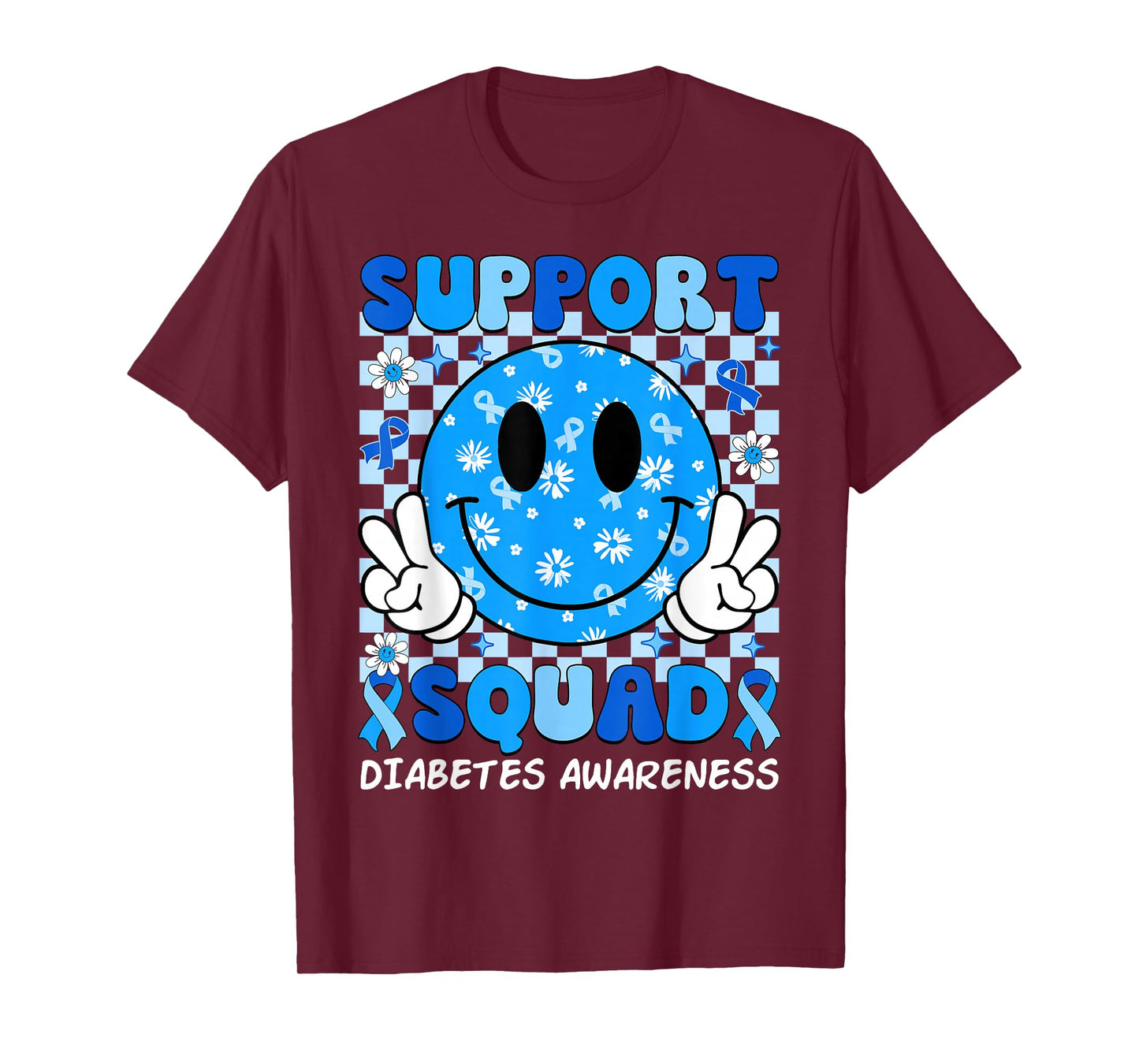 Support Squad Diabetes Awareness Shirt Blue Smile T1D Type 1 T-Shirt