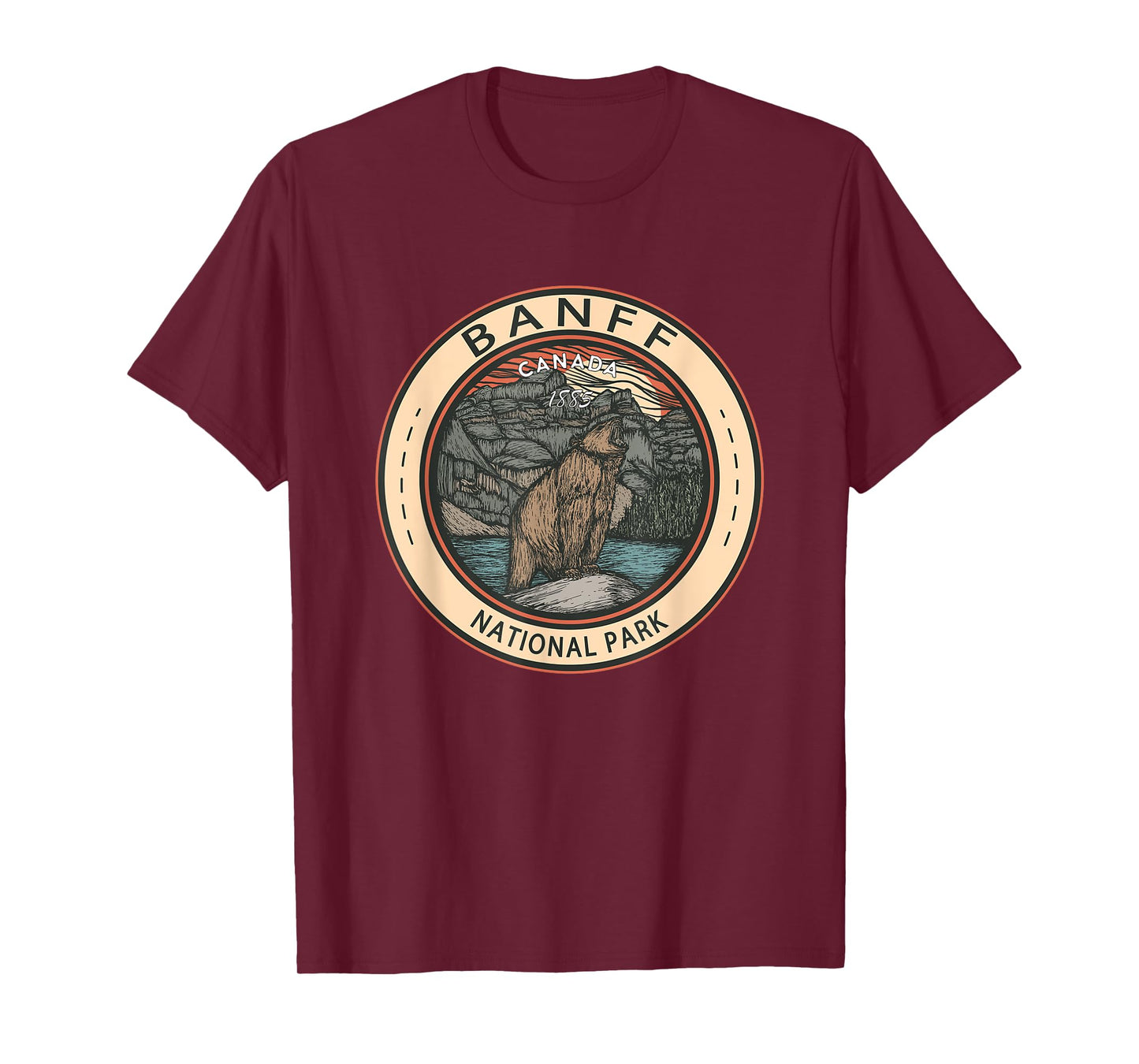 Banff National Park Canada Grizzly Bear Vintage Emblem T-Shirt