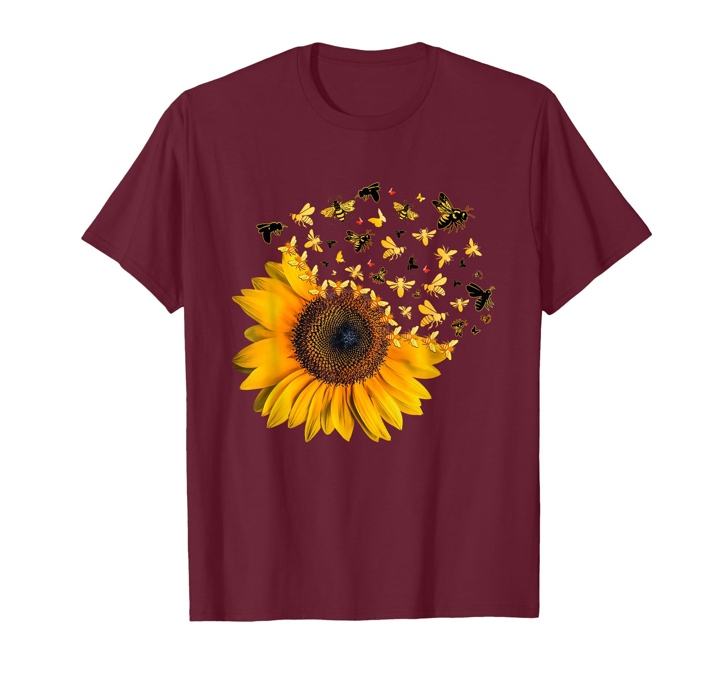 Bee Sunflower Lover Bumblebee Honey Bees Design T-Shirt