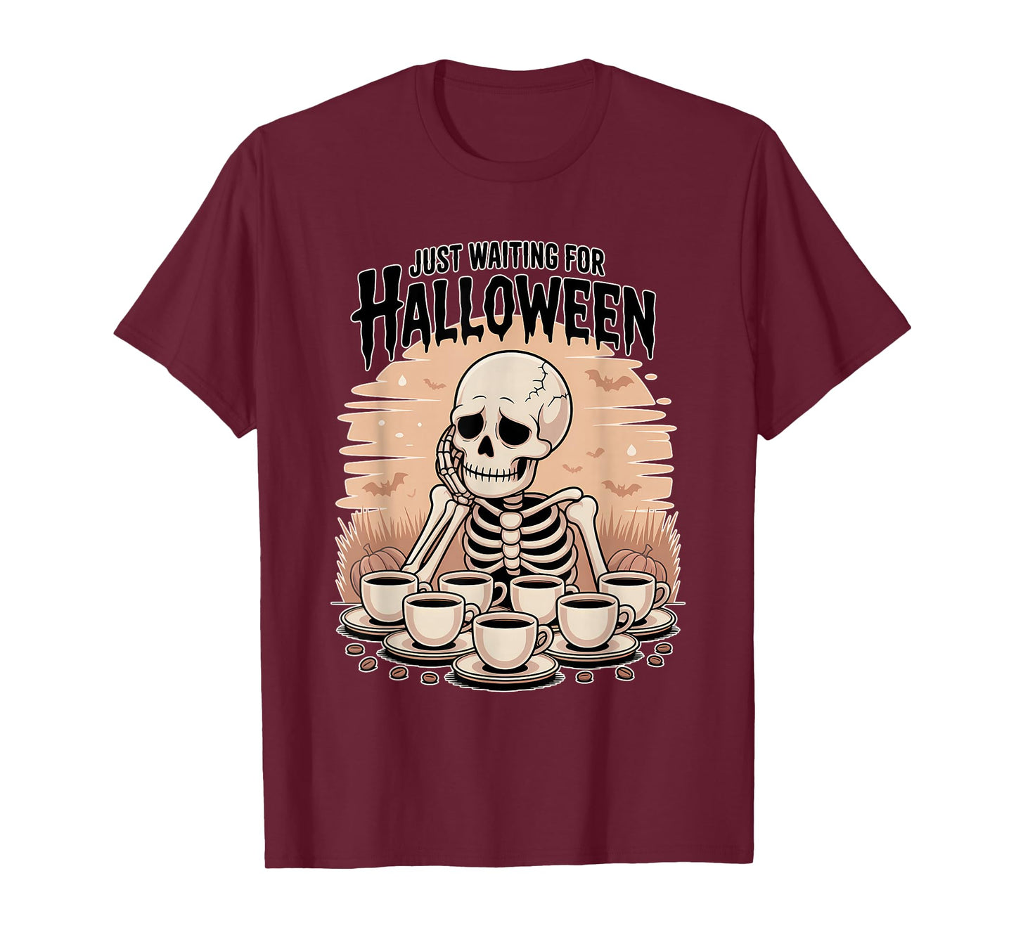 Just Waiting for Halloween Skeleton T-Shirt