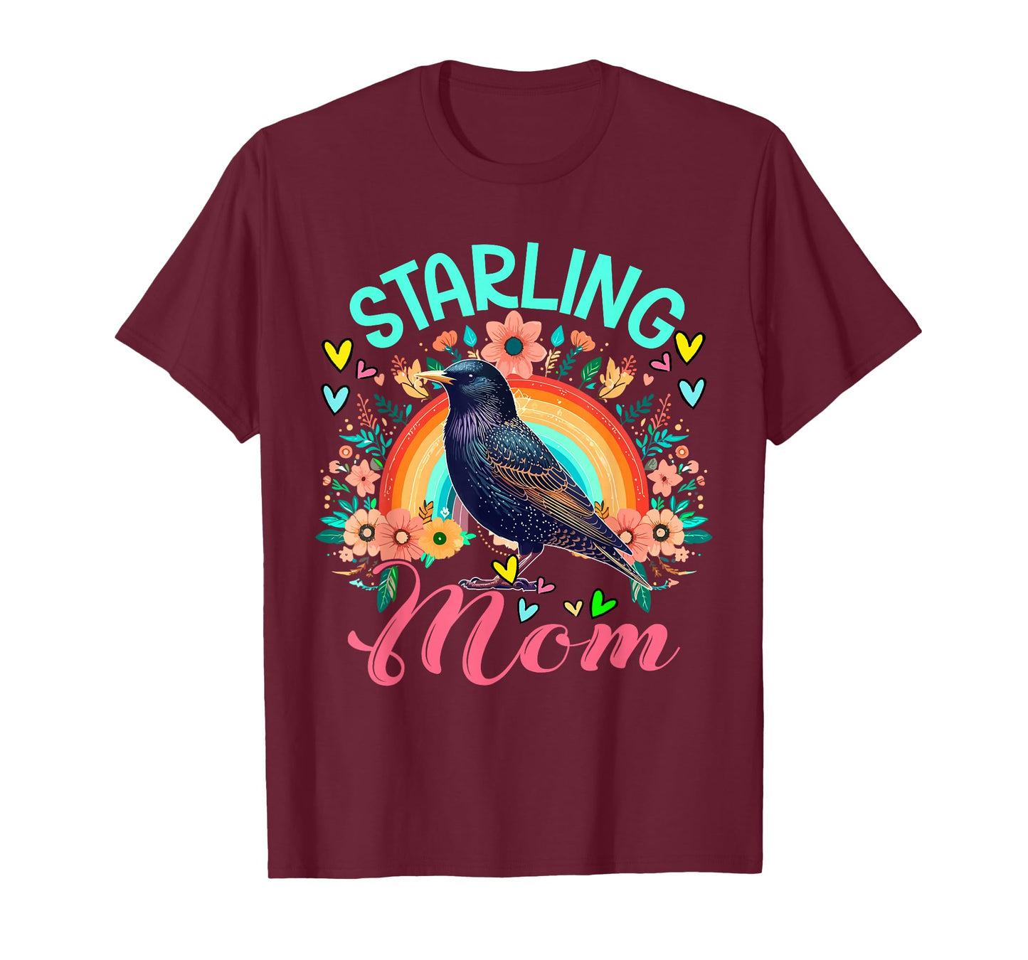 Starling Costume Animal Lover Flowers Colorful Rainbow T-Shirt