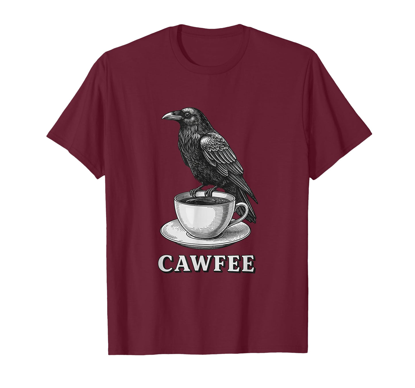 Raven and Coffee Pun Vintage Meme Art F-Caw-F Cawfee T-Shirt