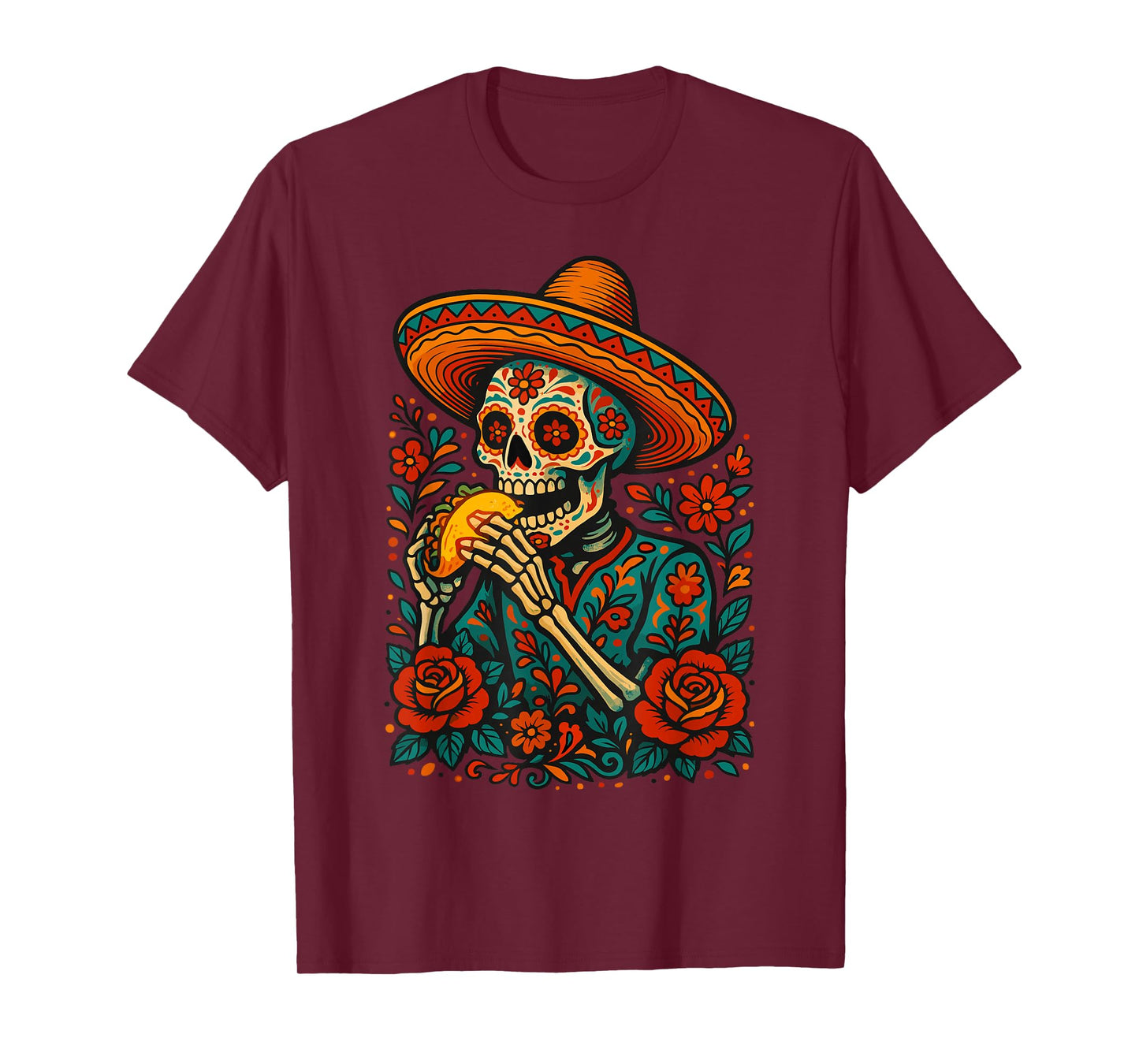 Funny Taco Skeleton Art Sombrero Mexican Food Humor T-Shirt