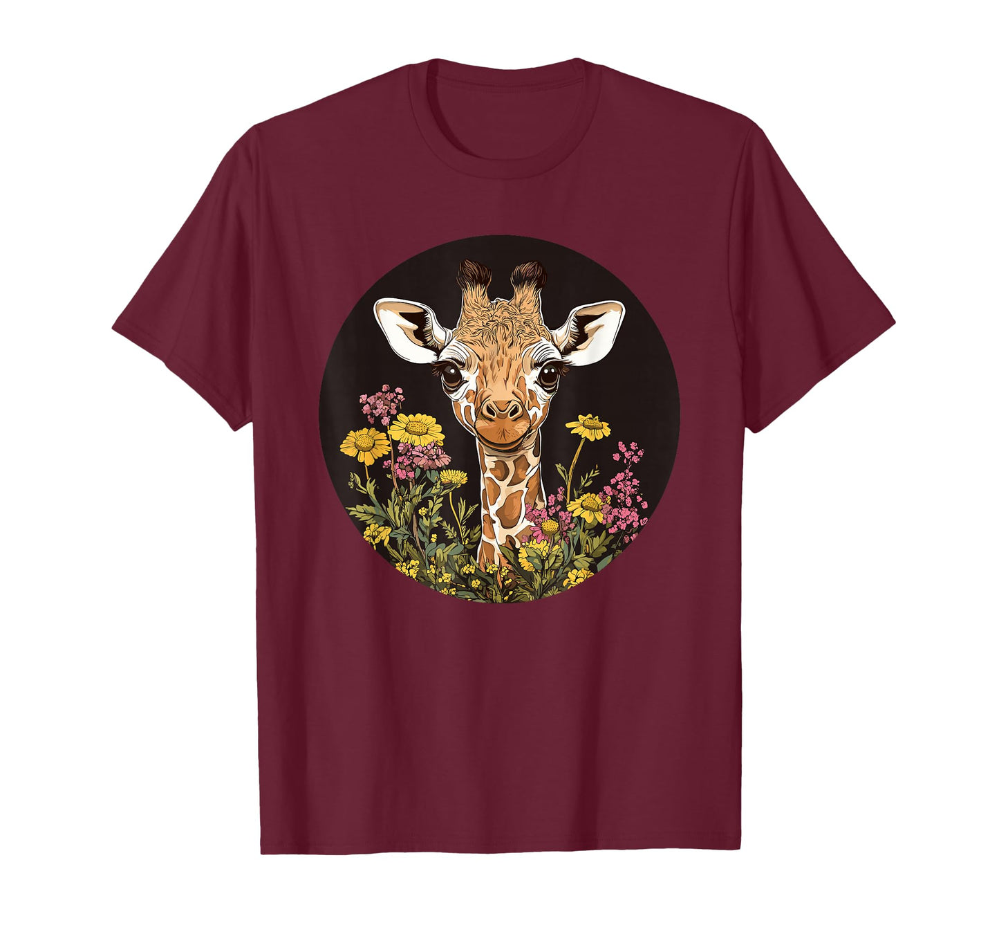 Adorable Giraffe With Flowers T-Shirt