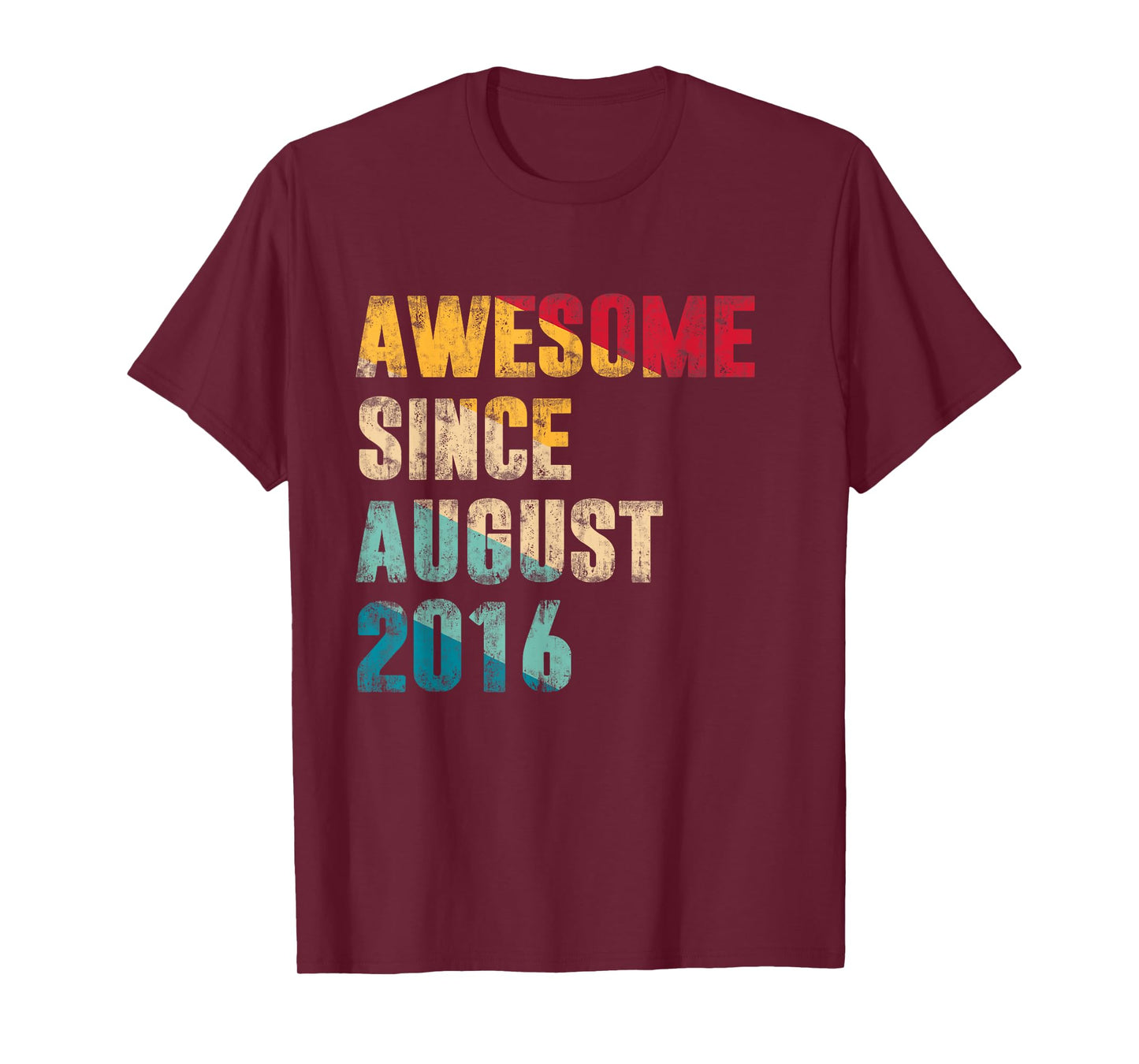 8 Years Old Bday Gift Awesome Since August 2016 8th Birthday T-Shirt