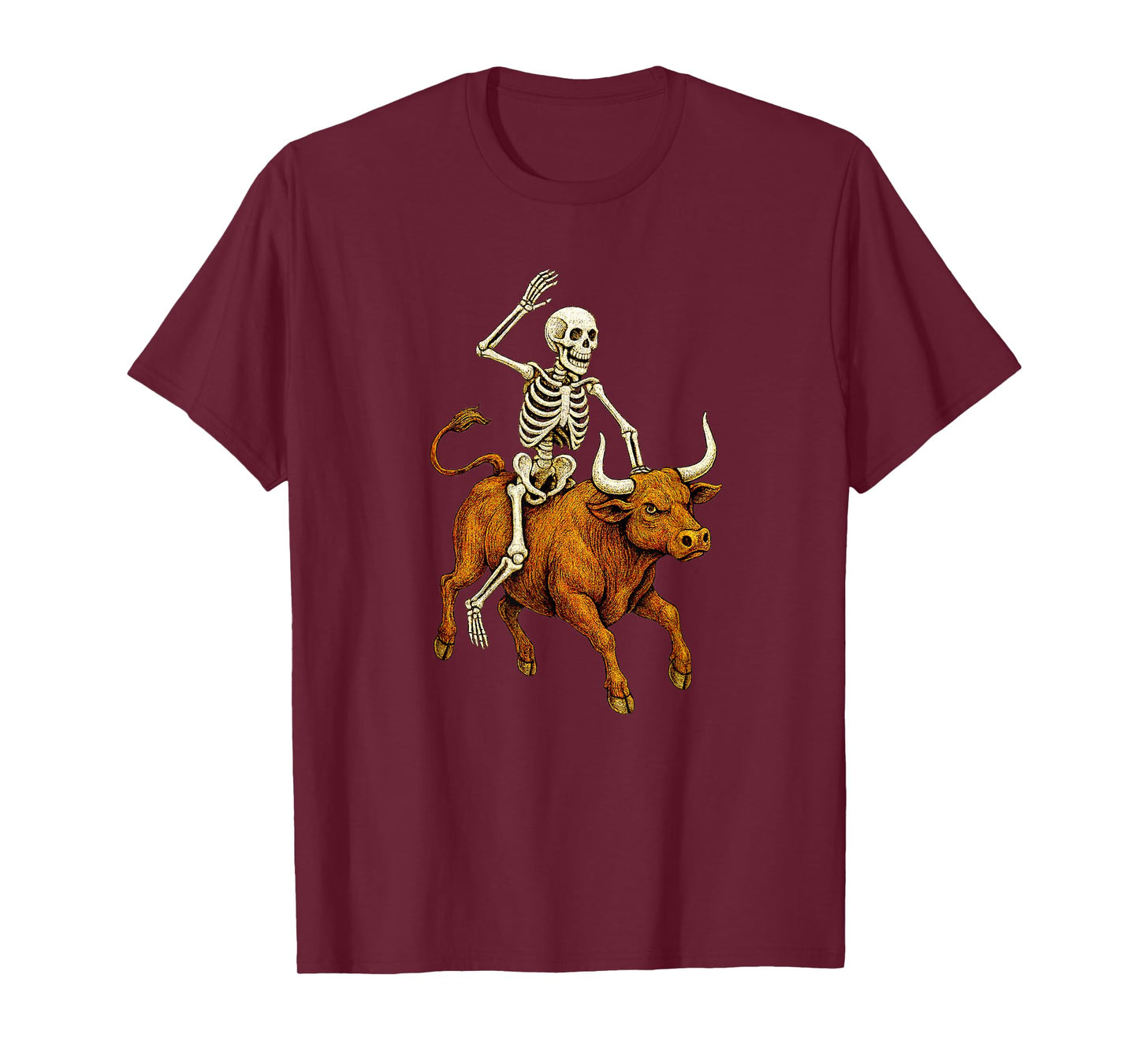 Skeleton Bull Rider Riding Rodeo - Cowboy T-Shirt