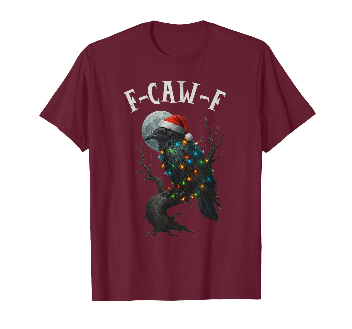 Merry Christmas F-Caw-F Crow Santa Black Bird Xmas Raven T-Shirt
