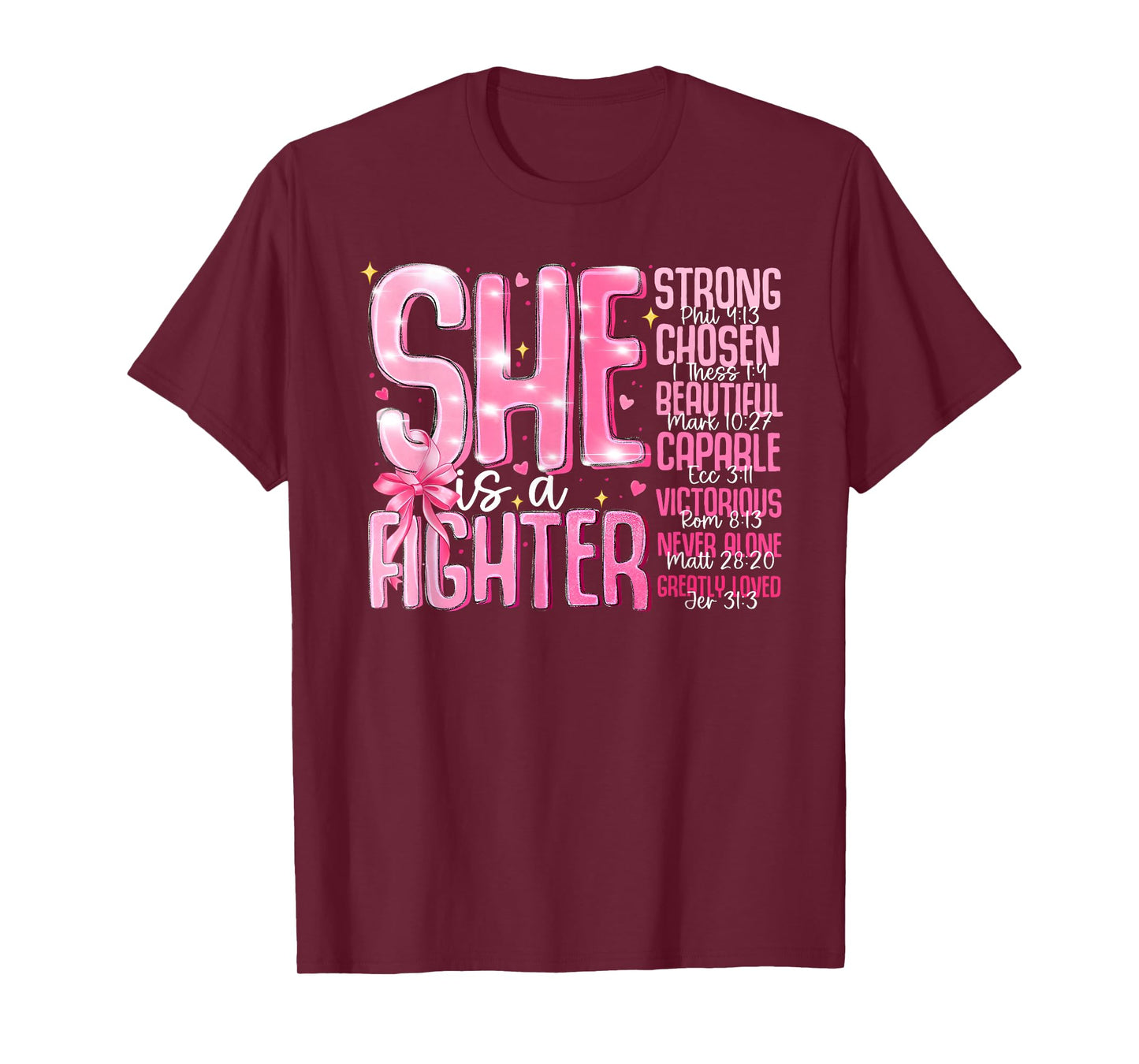 She Is A Fighter Strong Chosen Pink Breast Cancer Awareness T-Shirt