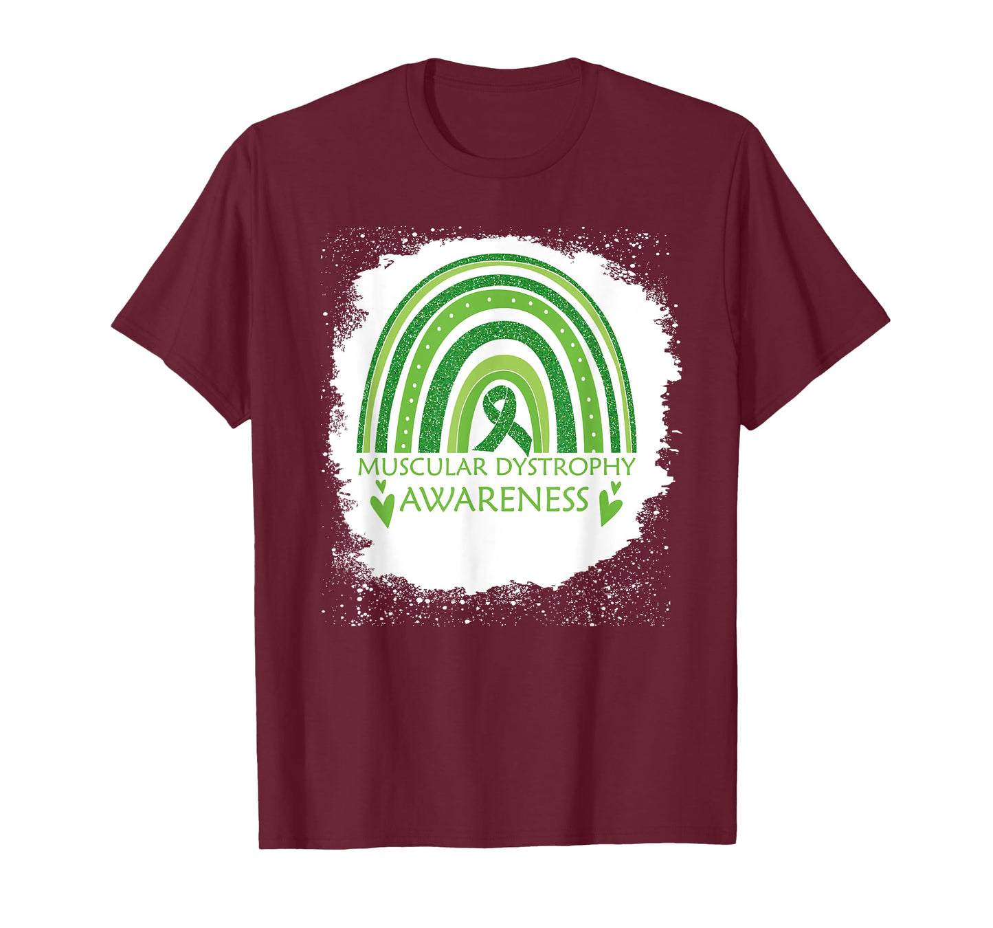 Muscular Dystrophy Awareness Bleached Rainbow Green Ribbon T-Shirt