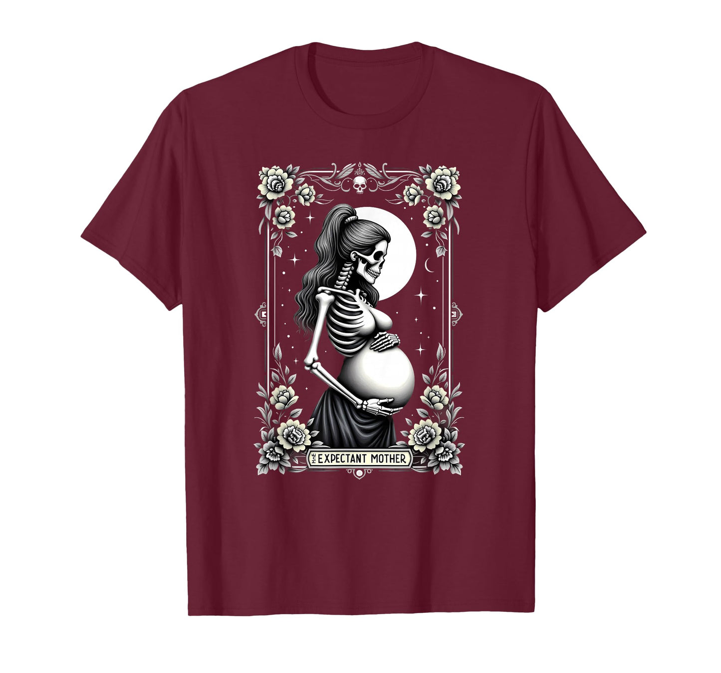 Gothic Tarot Card Mom Skeleton Expectant Mother T-Shirt