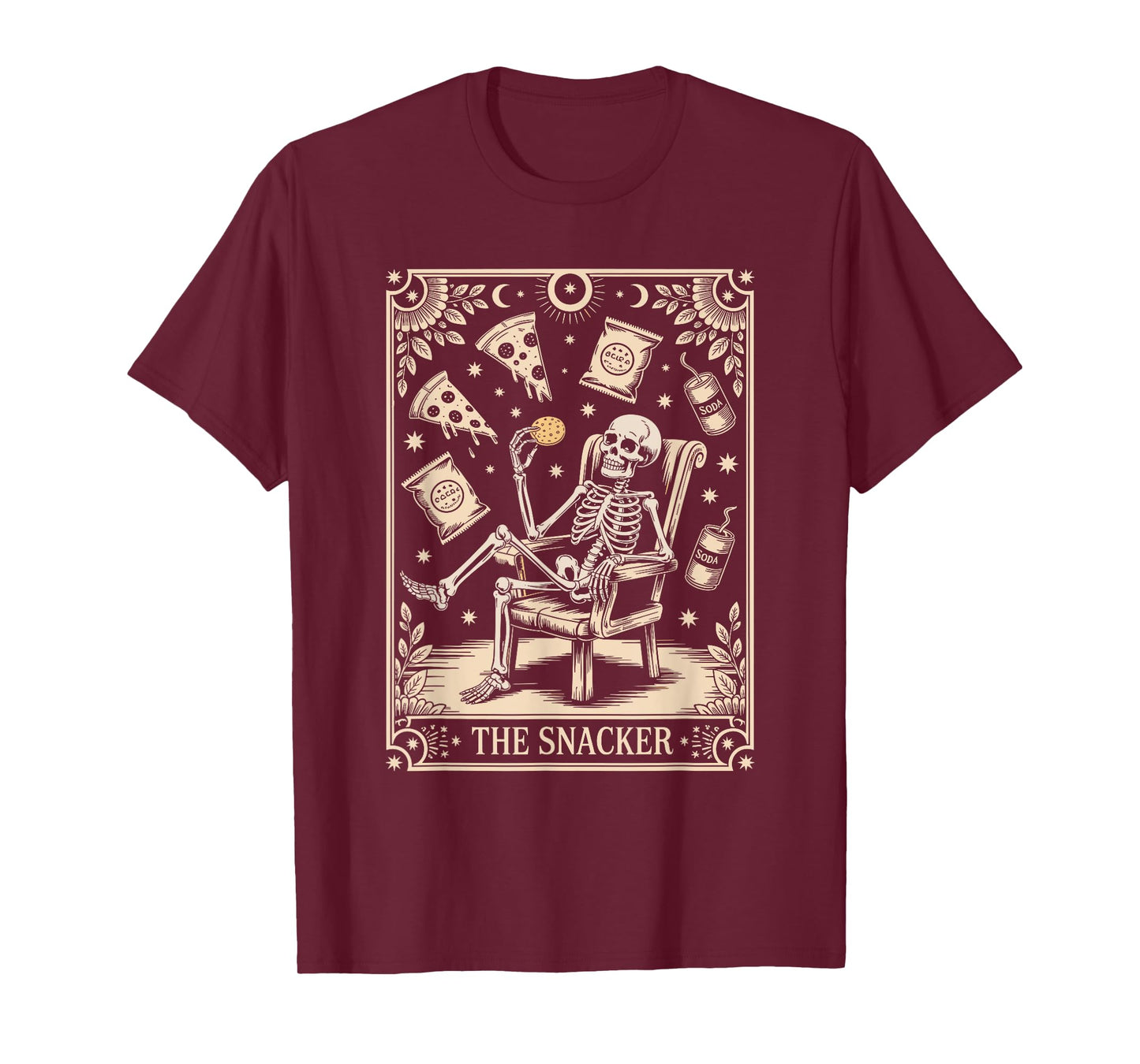 The Snacker Tarot Skeleton Funny Snack Lover T-Shirt