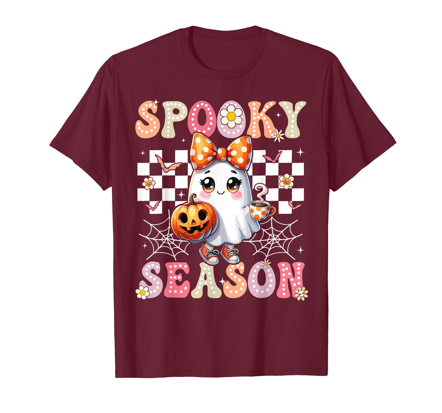 Spooky Season Retro Happy Halloween Ghost Women Toddler Girl T-Shirt