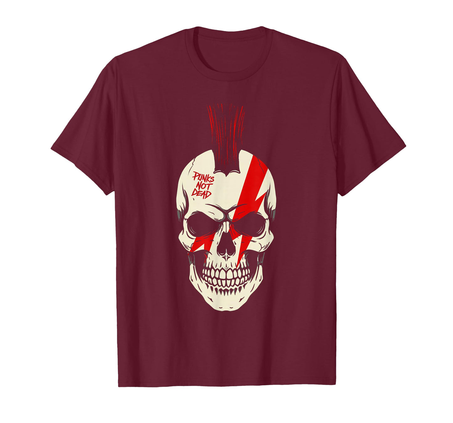 Skull Punk Mohawk Metal Rock Music Skeleton Concert T-Shirt
