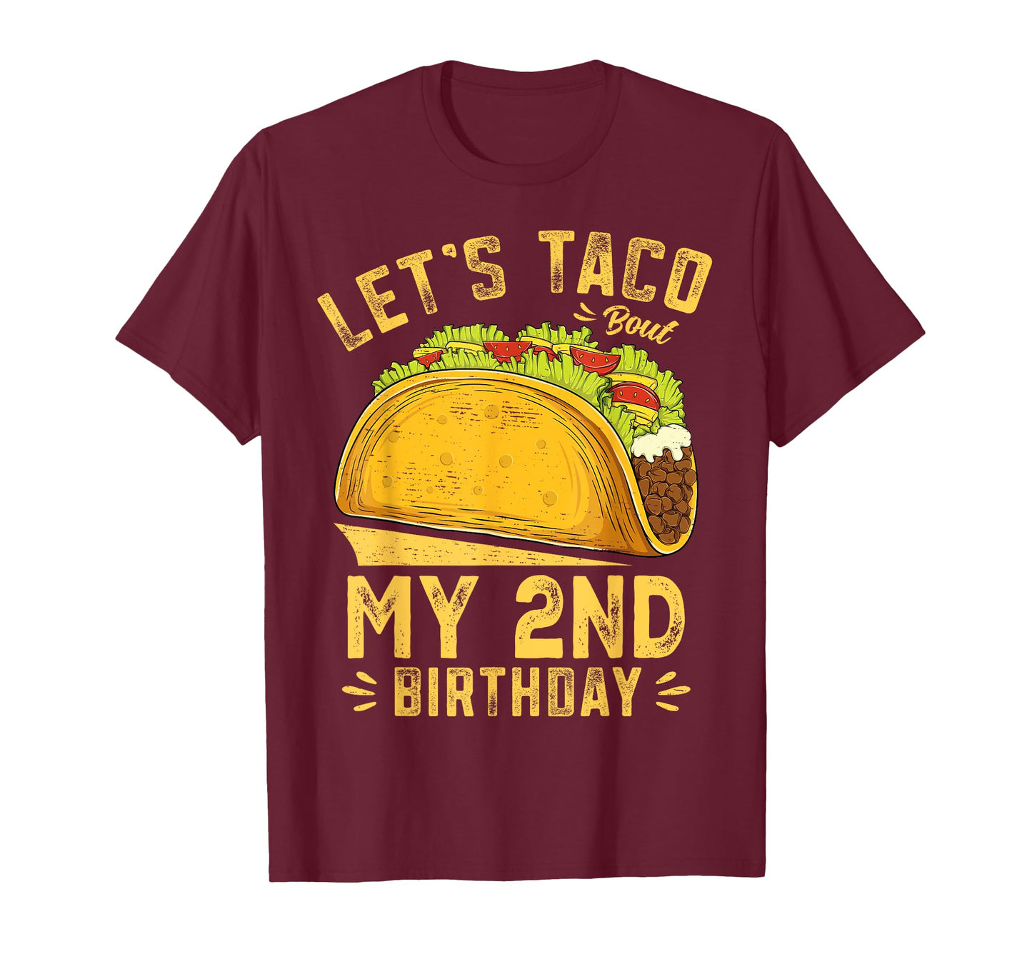 2 Year Old Funny Let's Taco Bout My 2nd Birthday Boys Kids T-Shirt