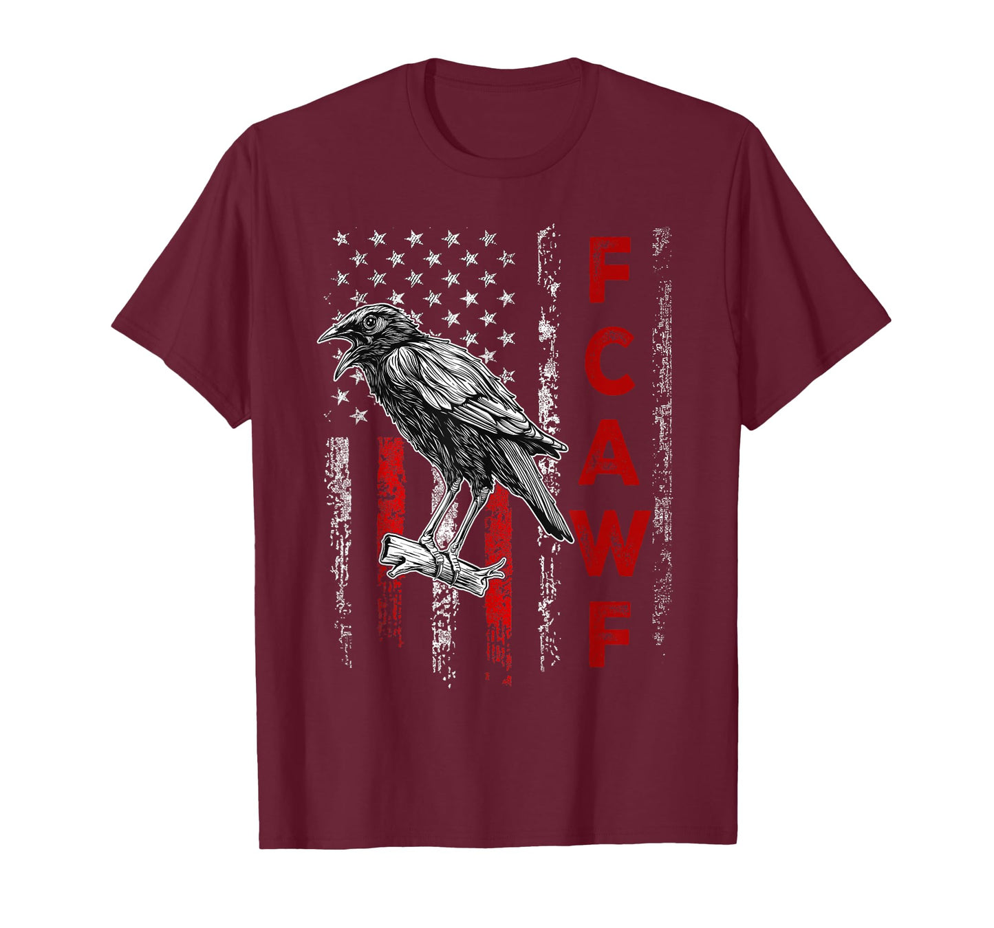 F-Caw-F Black Crow Black Bird Retro USA Flag Vintage F-Caw-F T-Shirt