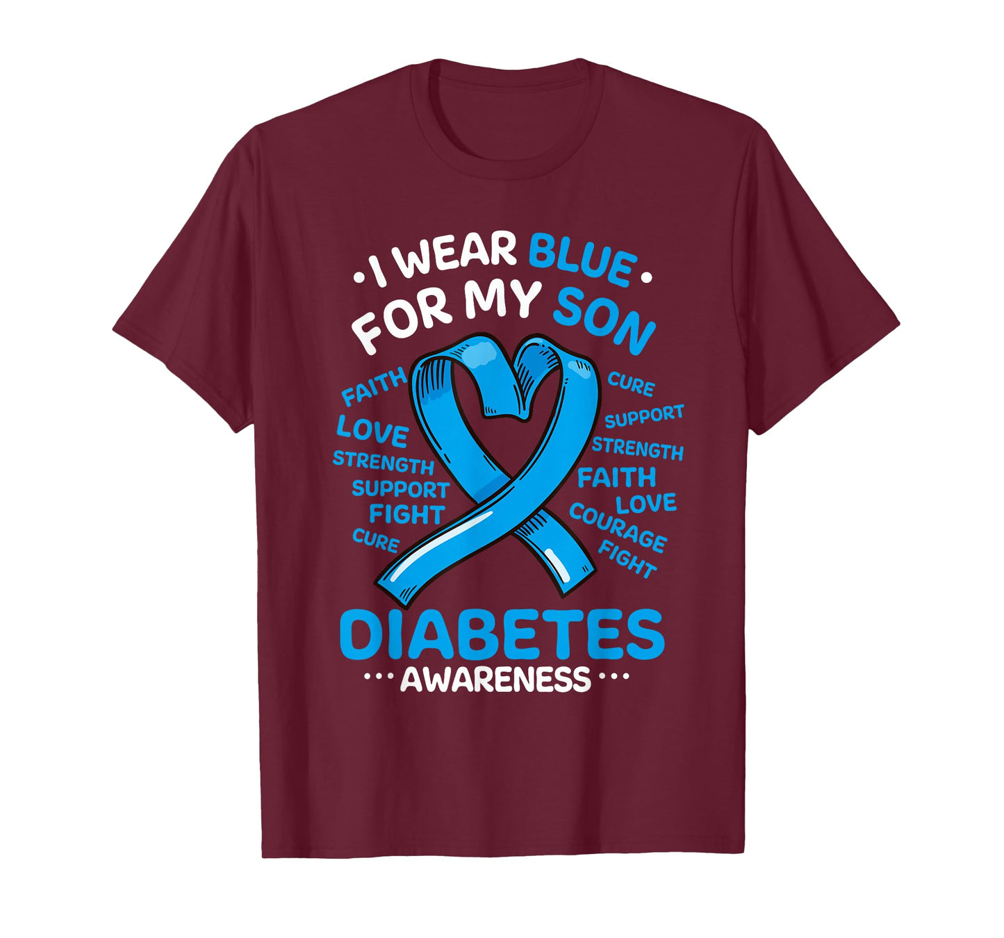 I Wear Blue For My Son Diabetes Awareness Ribbon T-Shirt