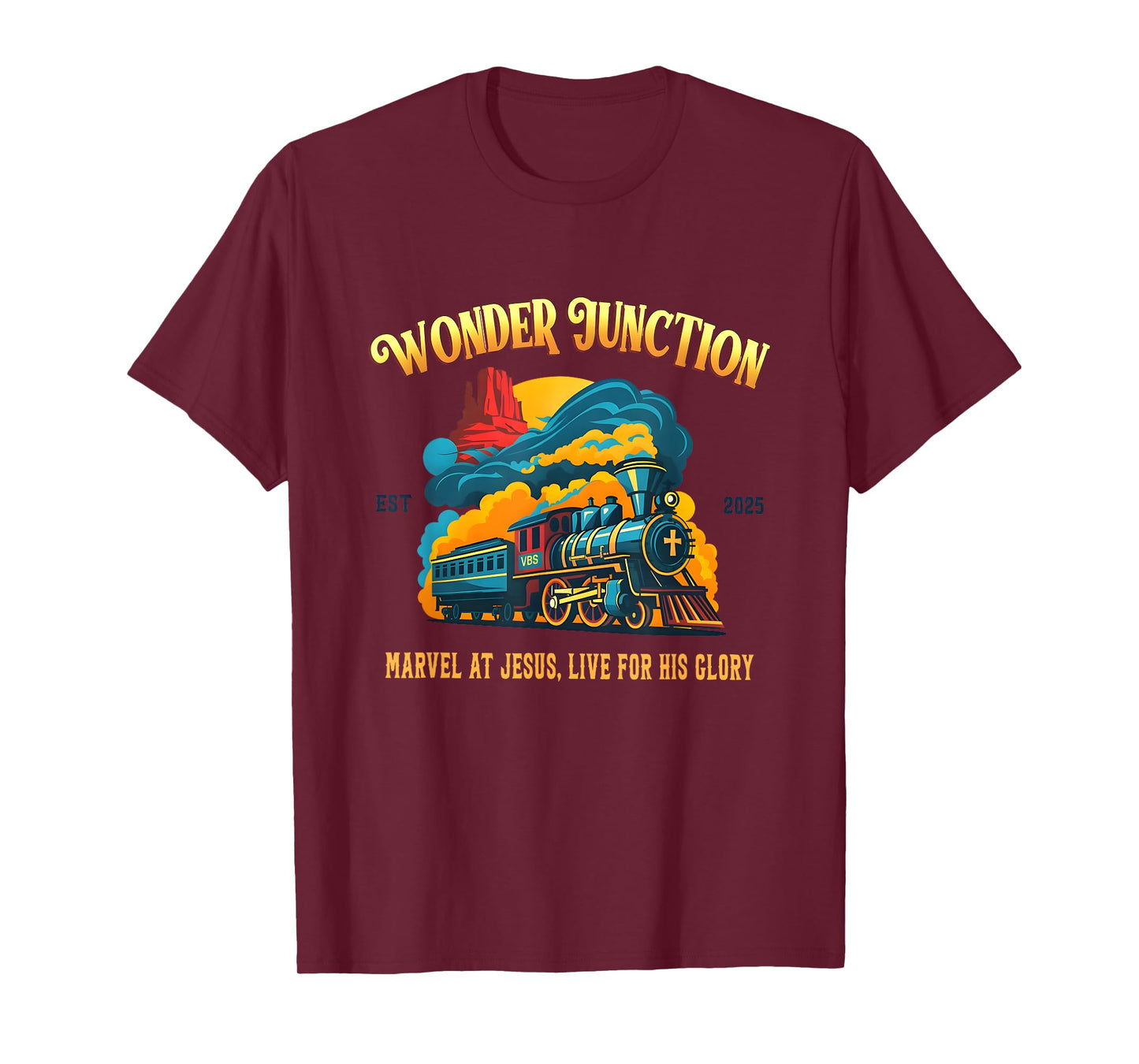 Christian Camp VBS 2025 Wonder His Glory Junction Train T-Shirt