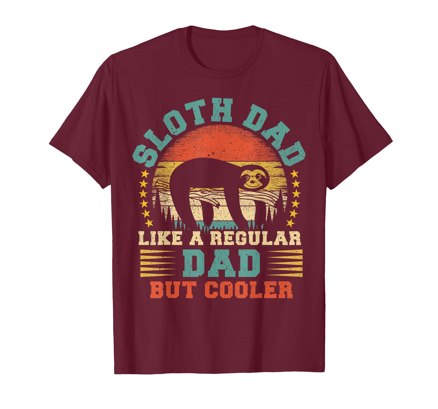 Vintage Sloth Dad Like A Regular Dad Sloth Father's Day T-Shirt