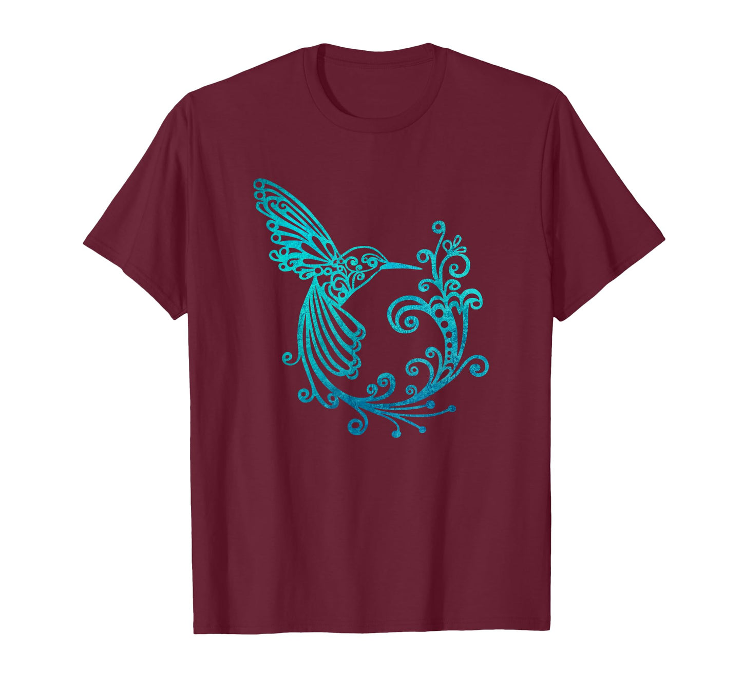 Blue Watercolor Stylized Hummingbird Bird Graphic T-Shirt