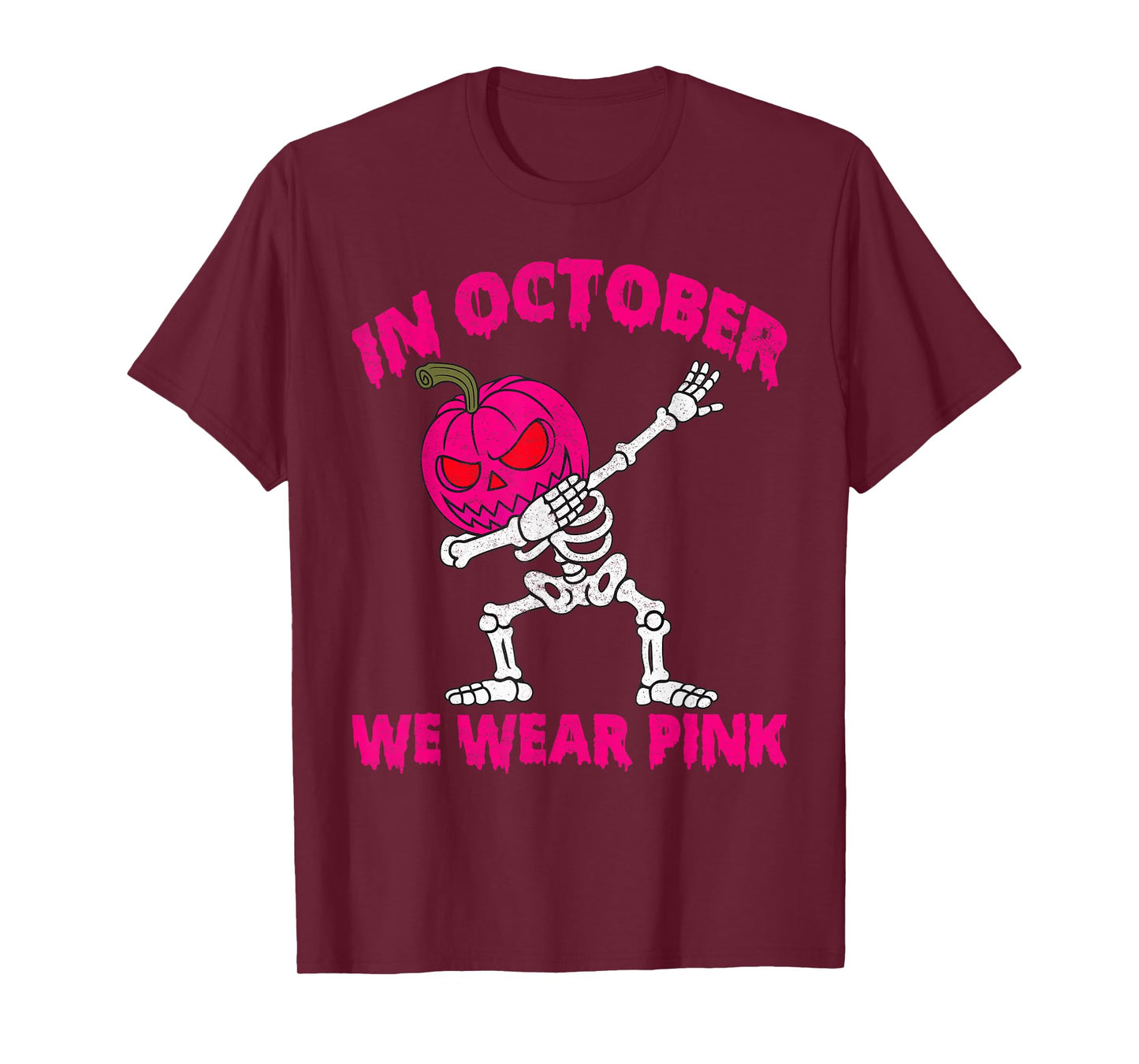 in October We Wear Pink Breast Cancer Pumpkin Halloween Boys T-Shirt