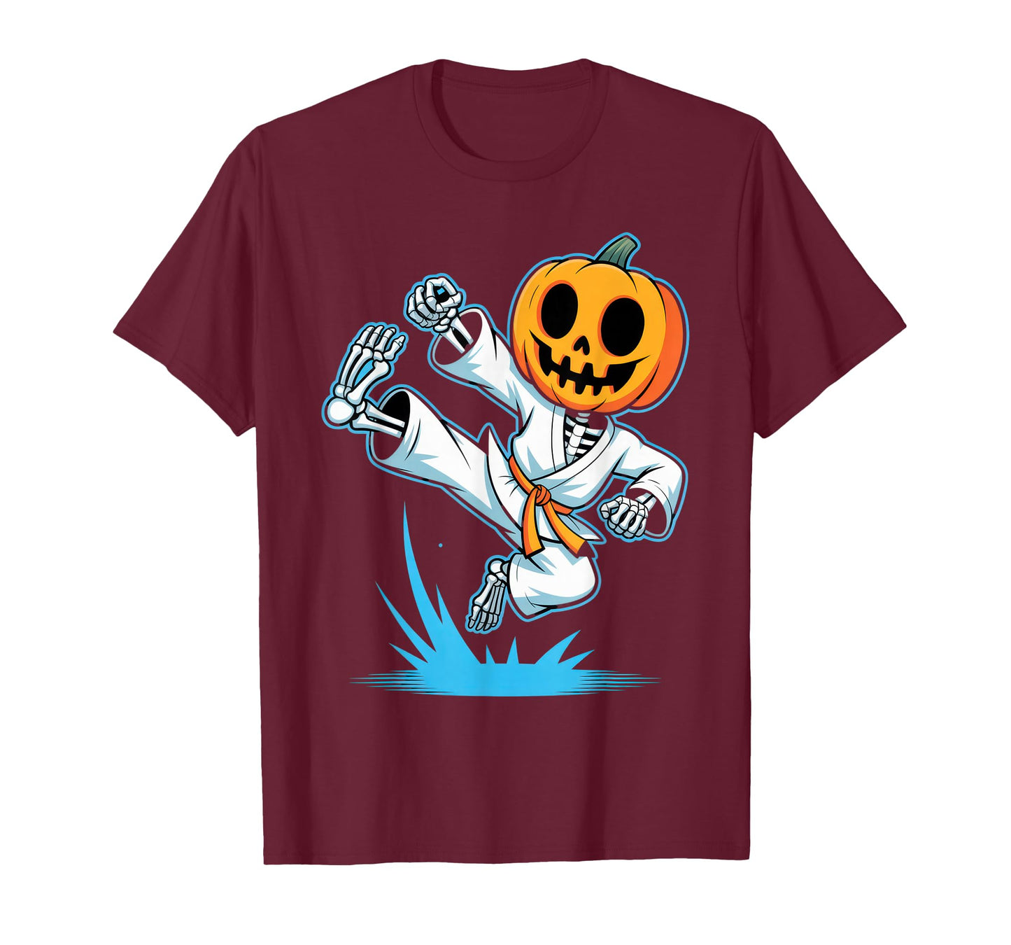 Karate Pumpkin Skeleton Kids Halloween Costume Fall Fun T-Shirt