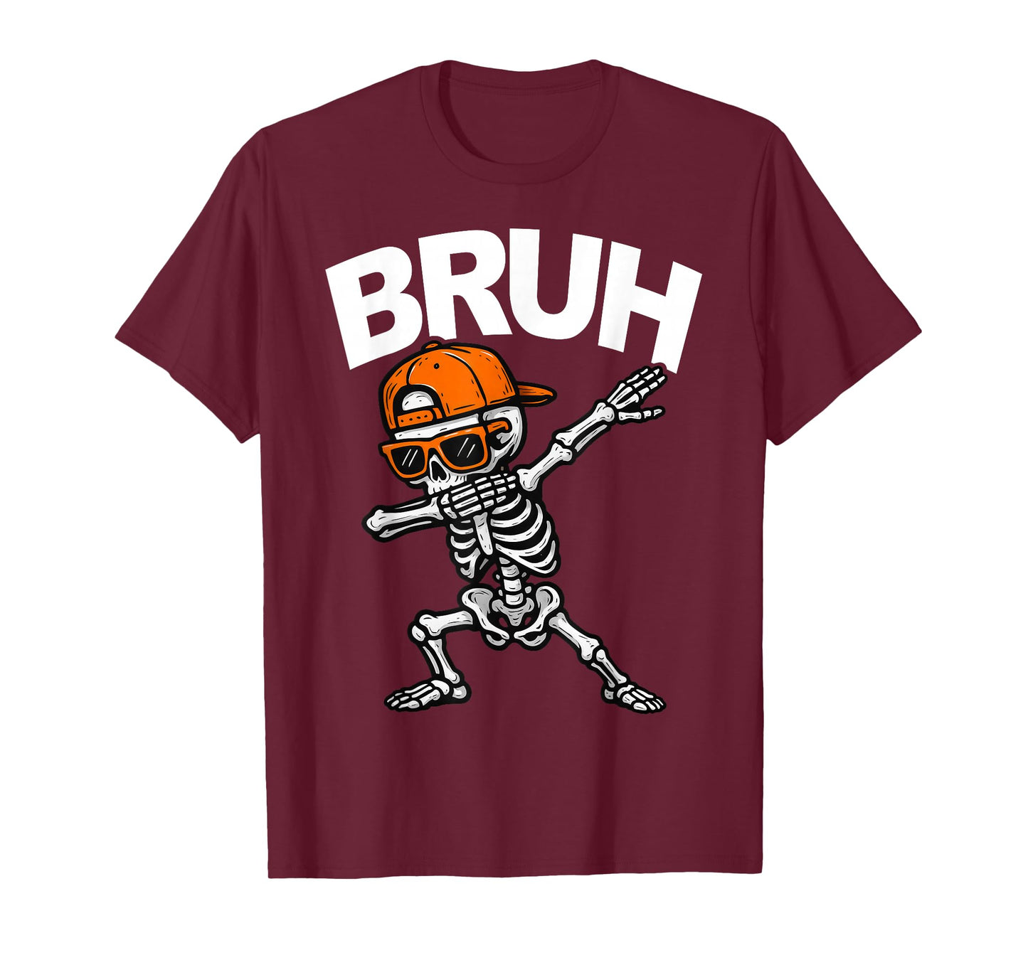 Dabbing Skeleton Bruh Halloween Dab Trick Or Treat Boys Kids T-Shirt