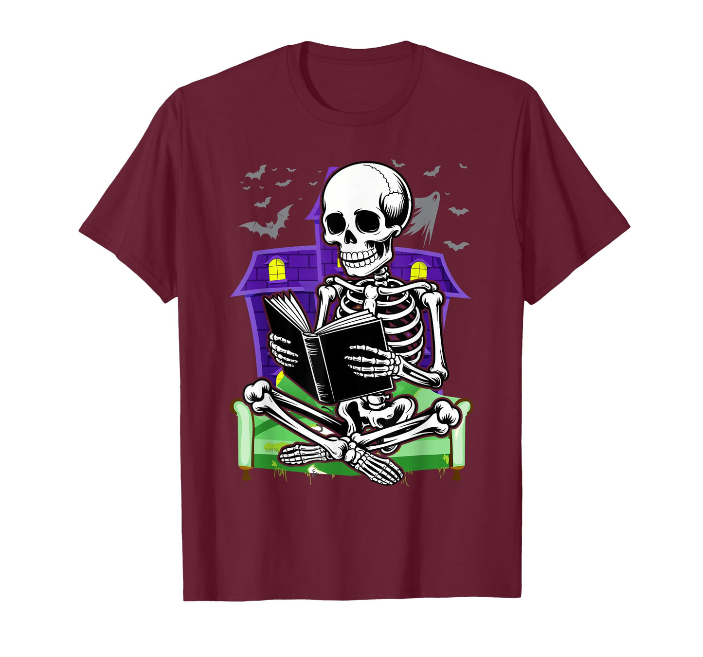 Skeleton Reading Book Lovers Bookworms Readers Halloween T-Shirt