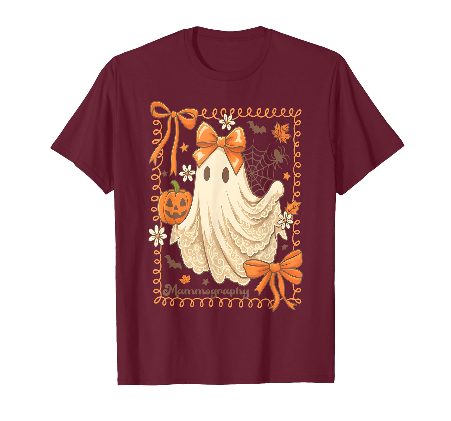 Fall Mammo Tech Halloween Ghost Bow Coquette Mammographer T-Shirt