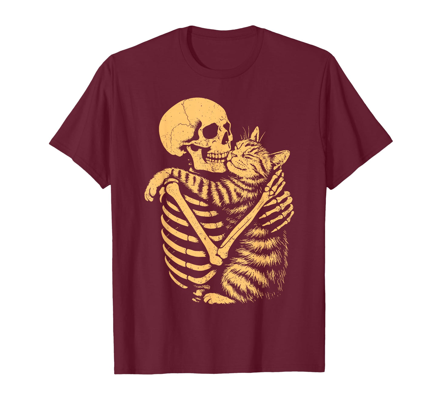Skeleton Holding Cat Kitten Happy Halloween Costume Day Kids T-Shirt