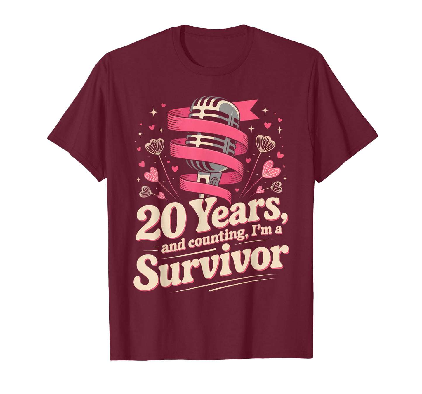 20 Year Breast Cancer Survivor Pink Ribbon Awareness T-Shirt